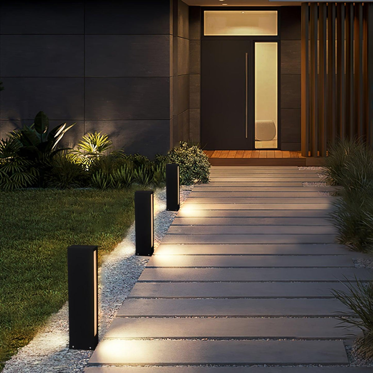 Modern Black Path Light – Slim Bollard Light for Walkway