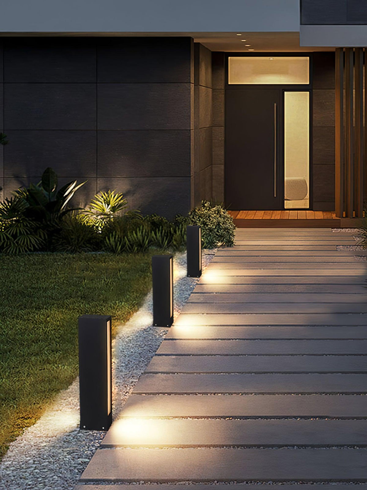 Modern Black Path Light – Slim Bollard Light for Walkway