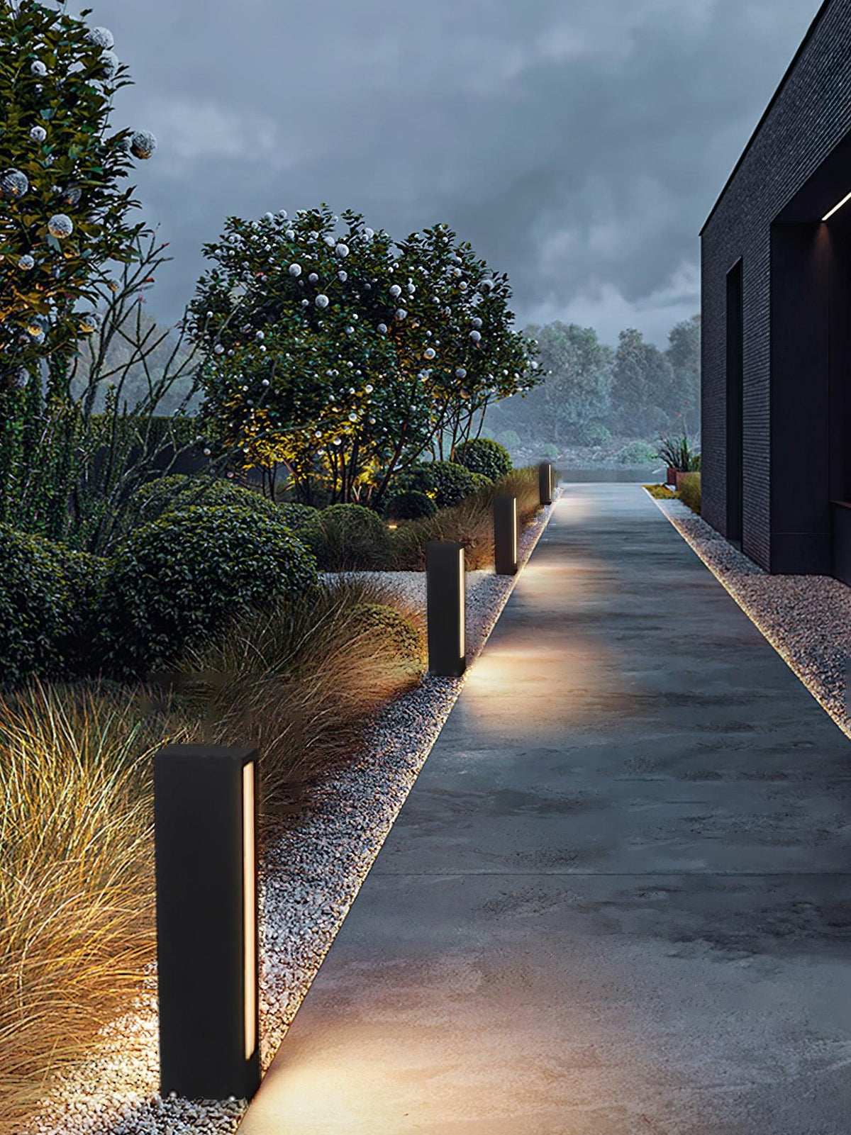 Modern Black Path Light – Slim Bollard Light for Walkway