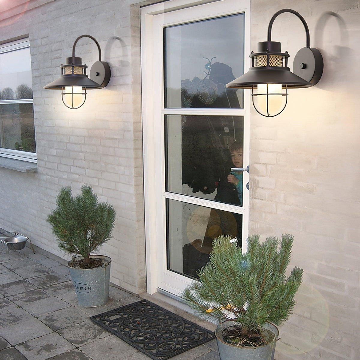 Industrial Black Wall Light – Glass Sconce for Porch