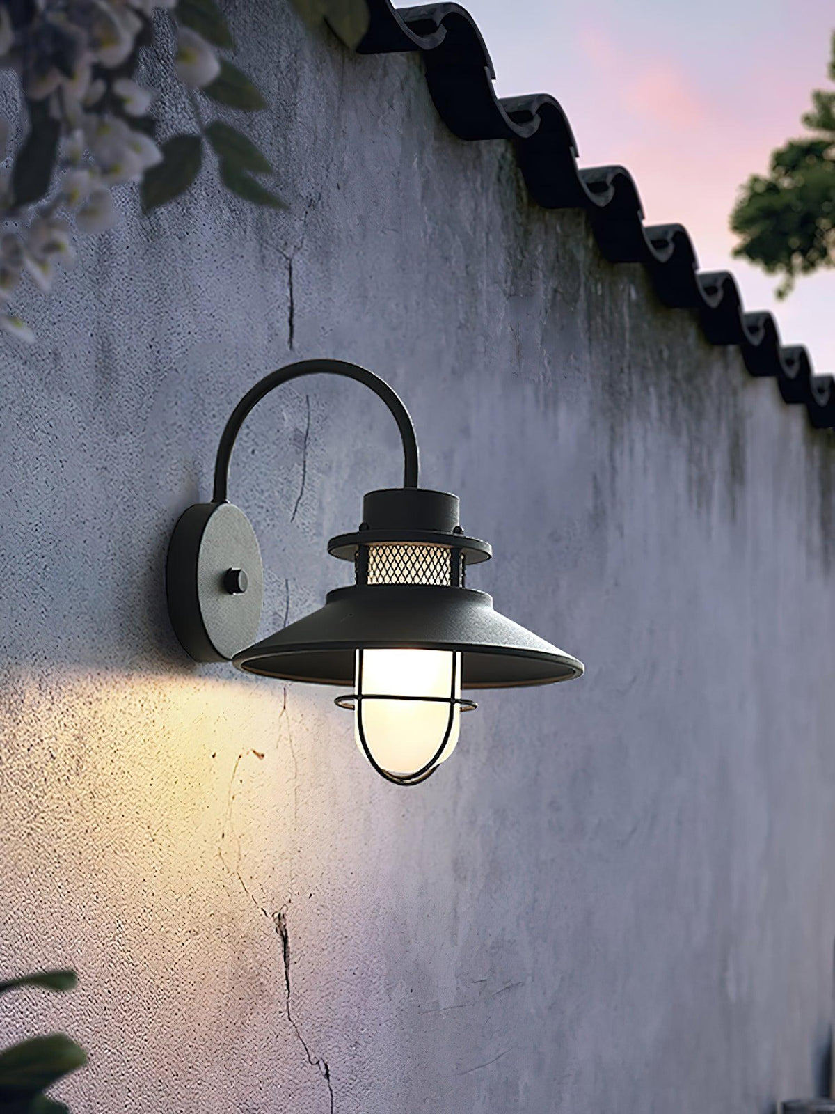 Industrial Black Wall Light – Glass Sconce for Porch