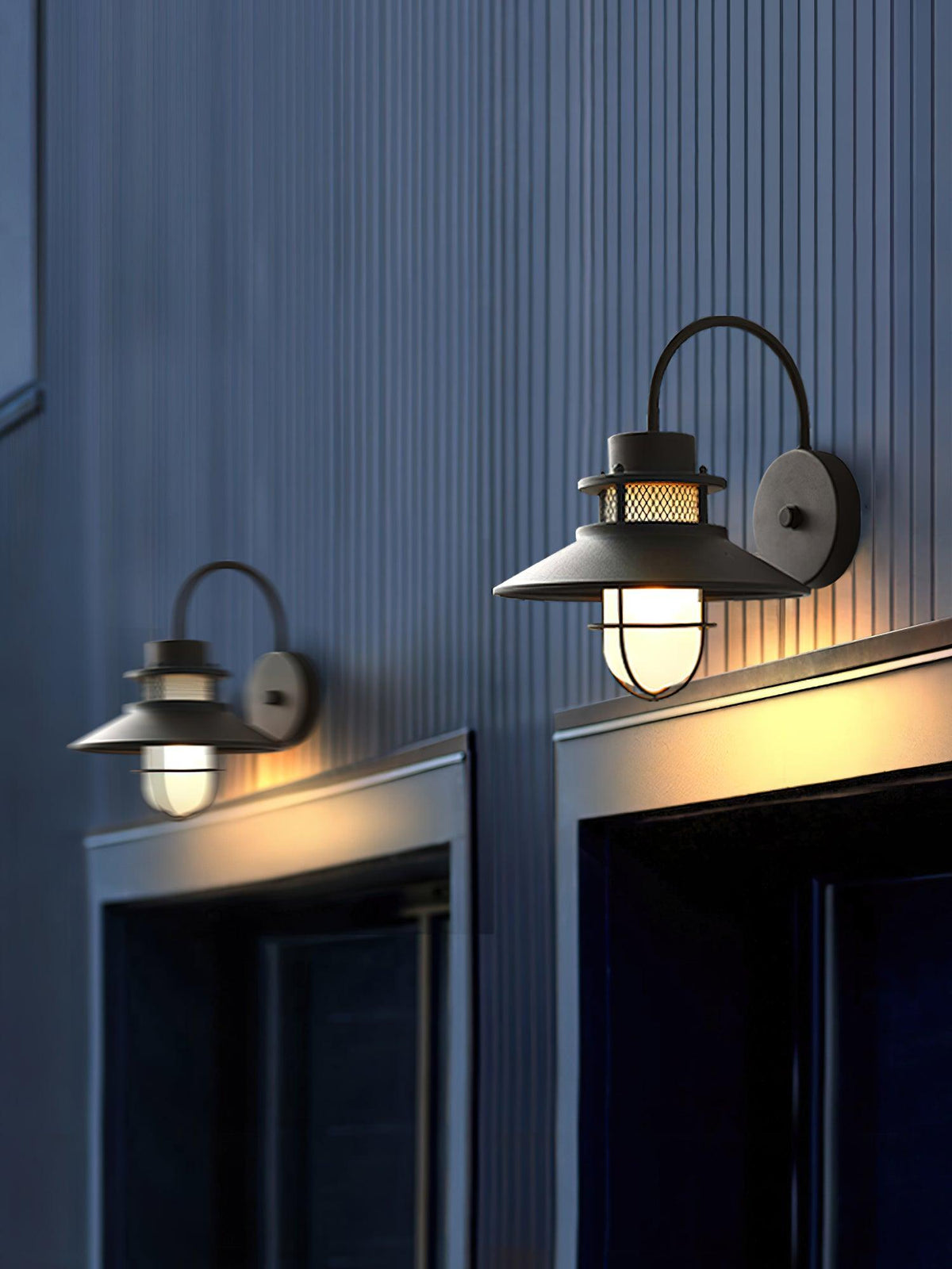 Industrial Black Wall Light – Glass Sconce for Porch