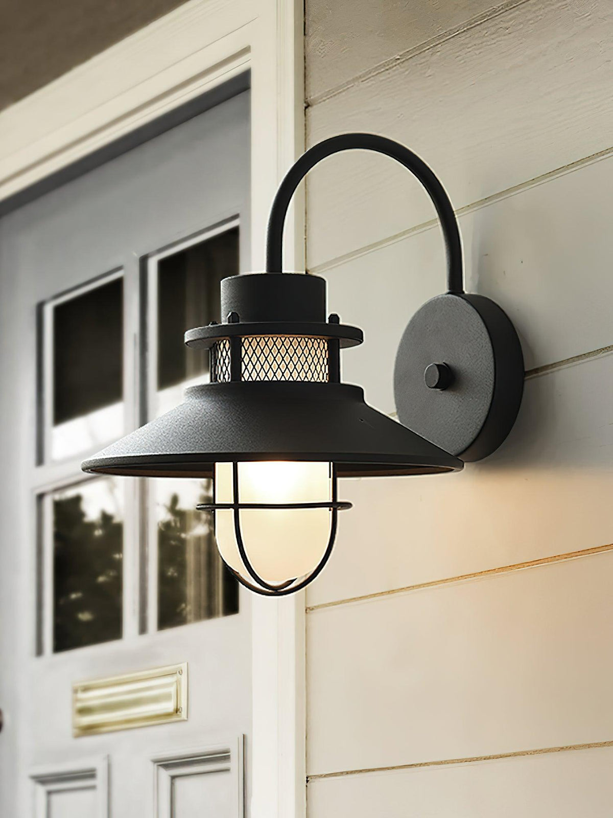 Industrial Black Wall Light – Glass Sconce for Porch