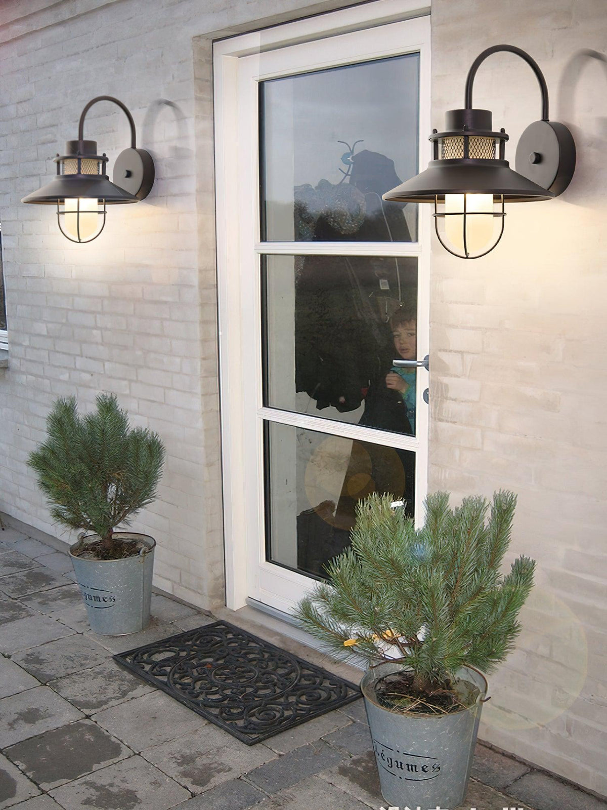 Industrial Black Wall Light – Glass Sconce for Porch