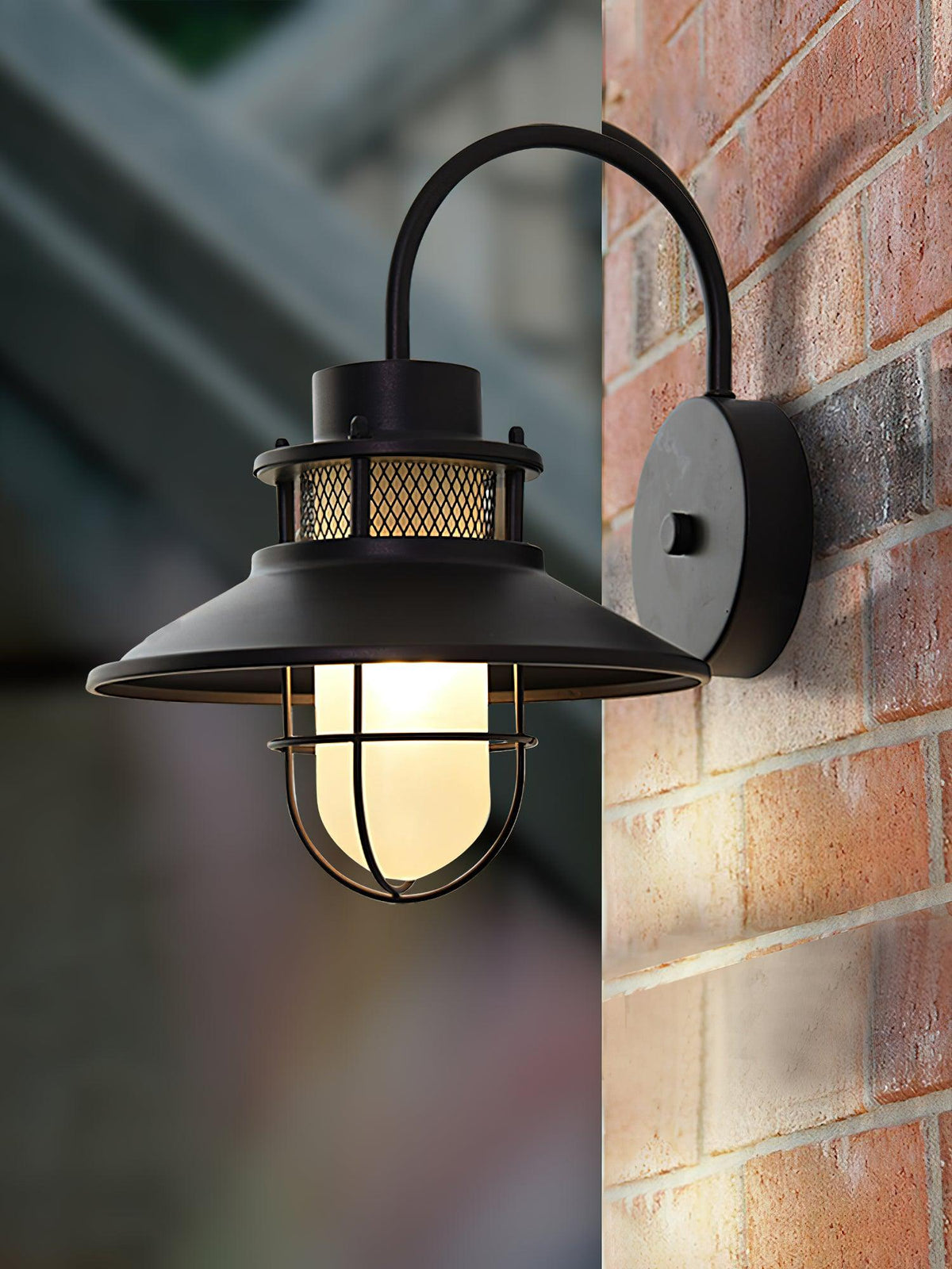 Industrial Black Wall Light – Glass Sconce for Porch