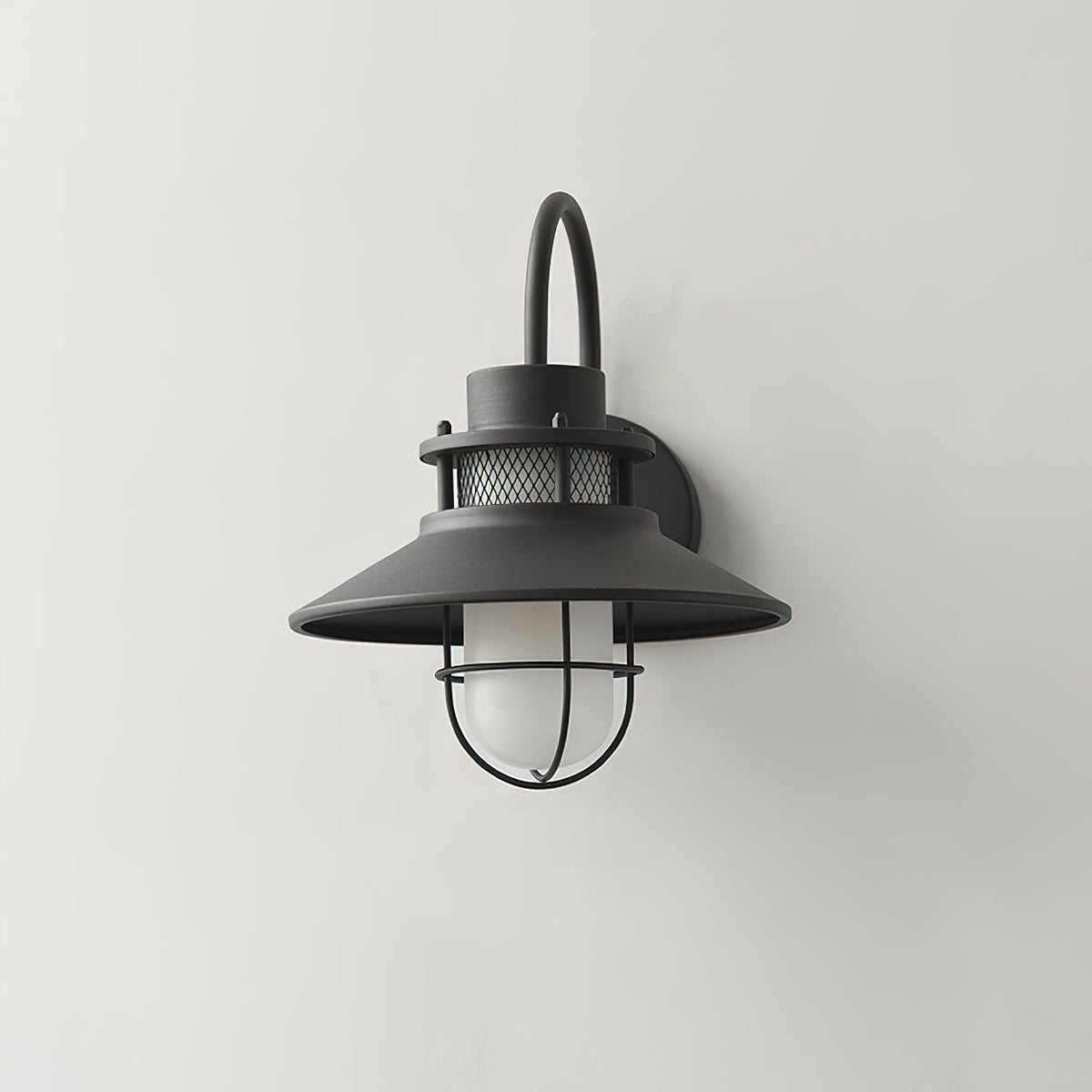 Industrial Black Wall Light – Glass Sconce for Porch