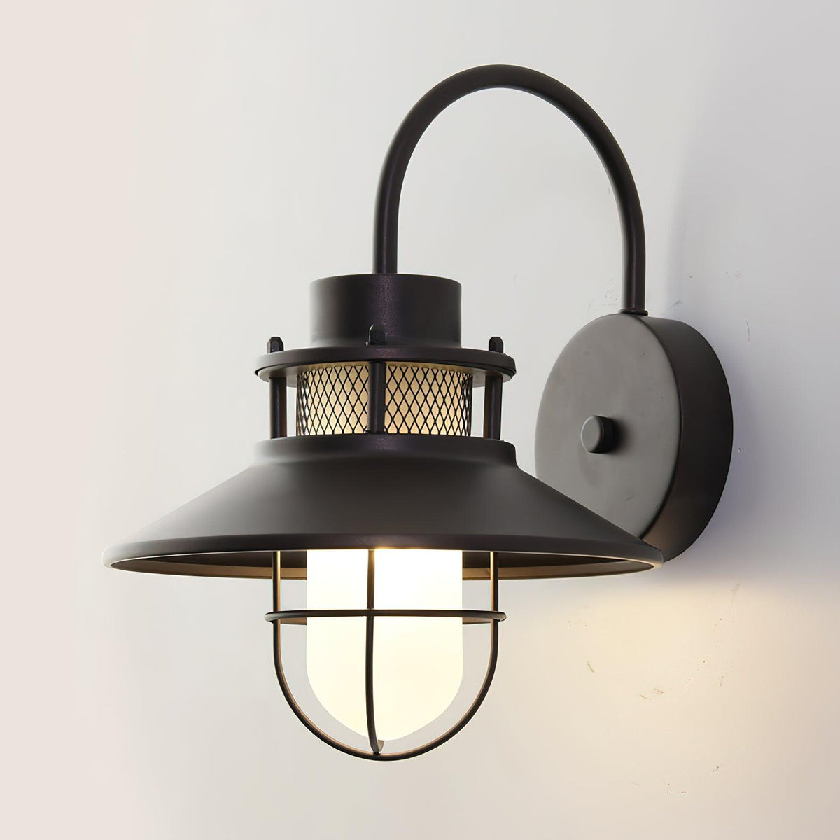 Industrial Black Wall Light – Glass Sconce for Porch