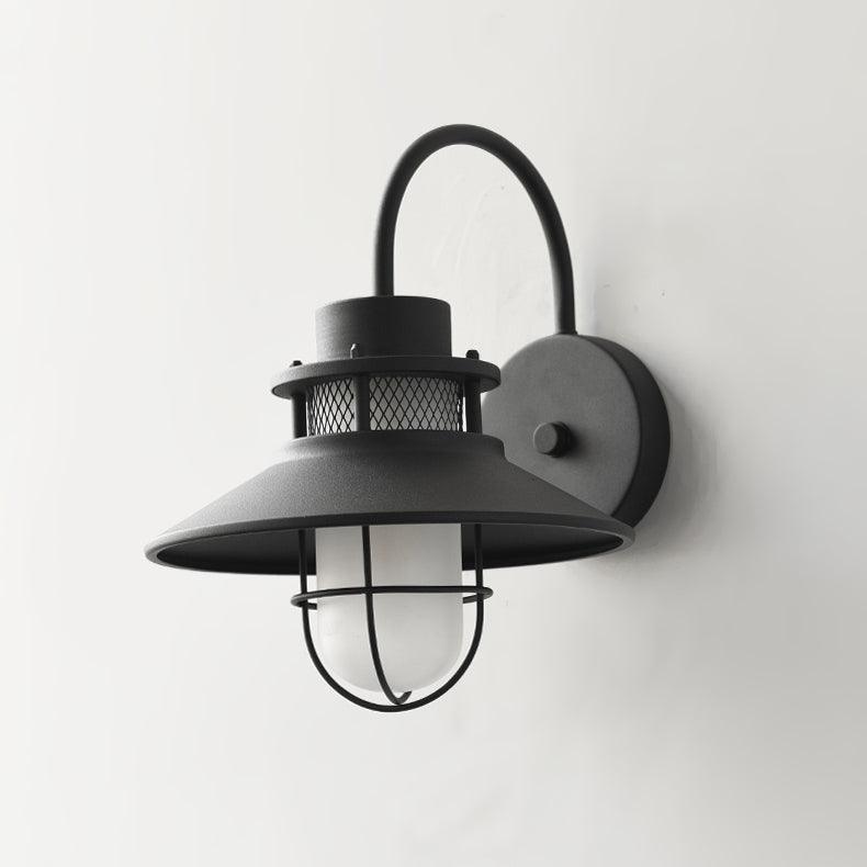 Industrial Black Wall Light – Glass Sconce for Porch