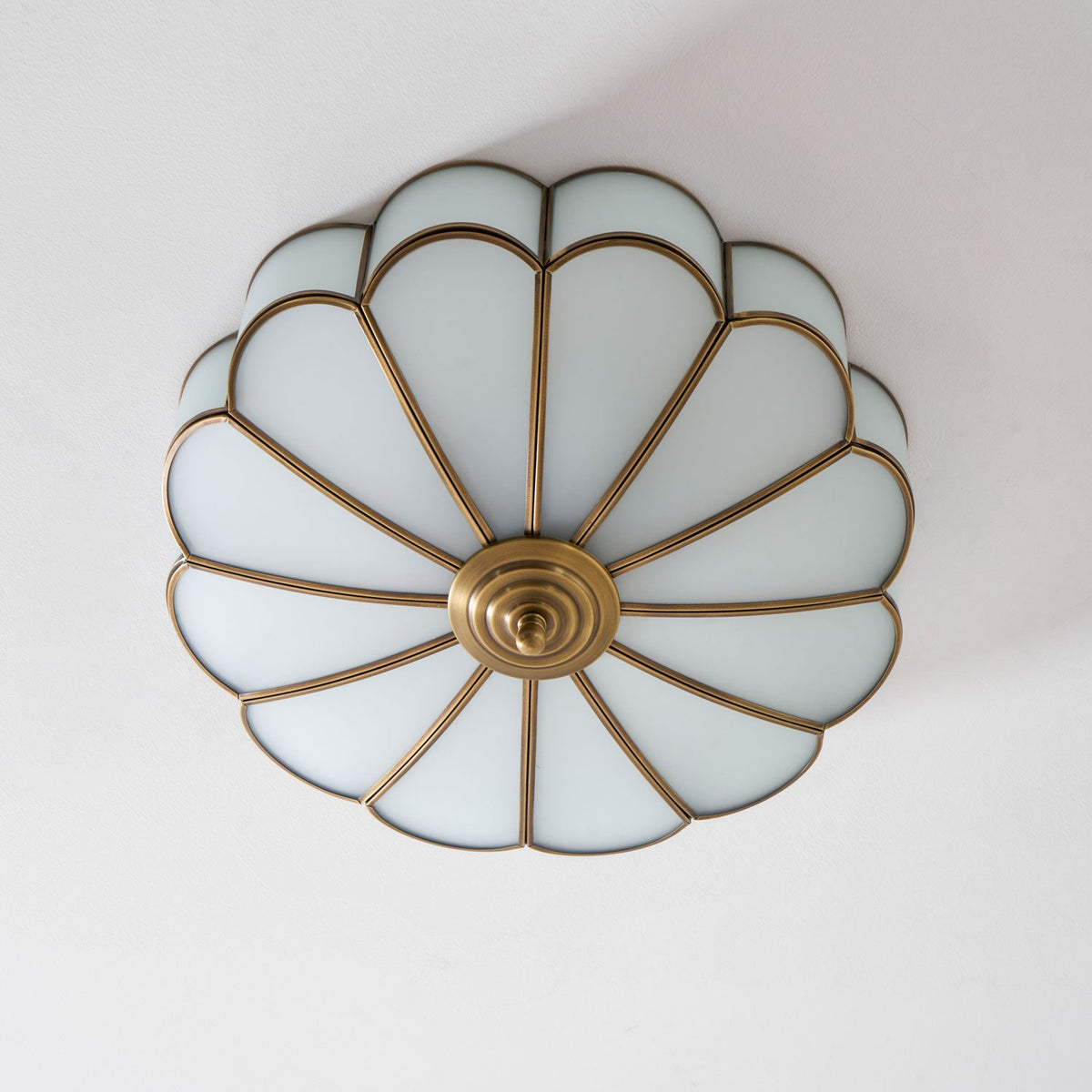 Art Deco Brass Glass Ceiling Light – Petal Bloom