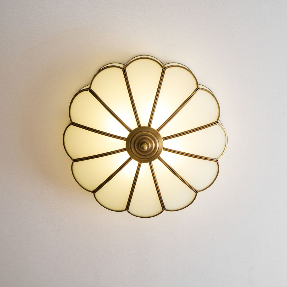 Art Deco Brass Glass Ceiling Light – Petal Bloom