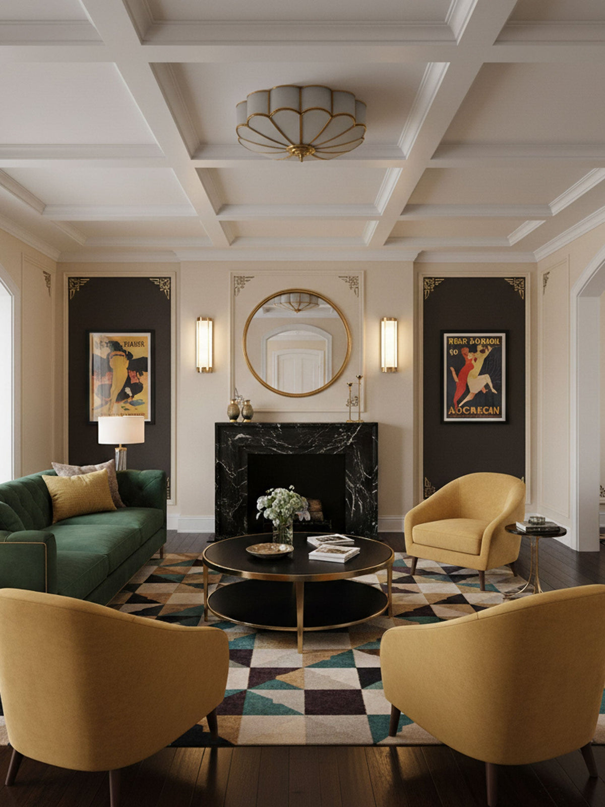 Art Deco Brass Glass Ceiling Light – Petal Bloom