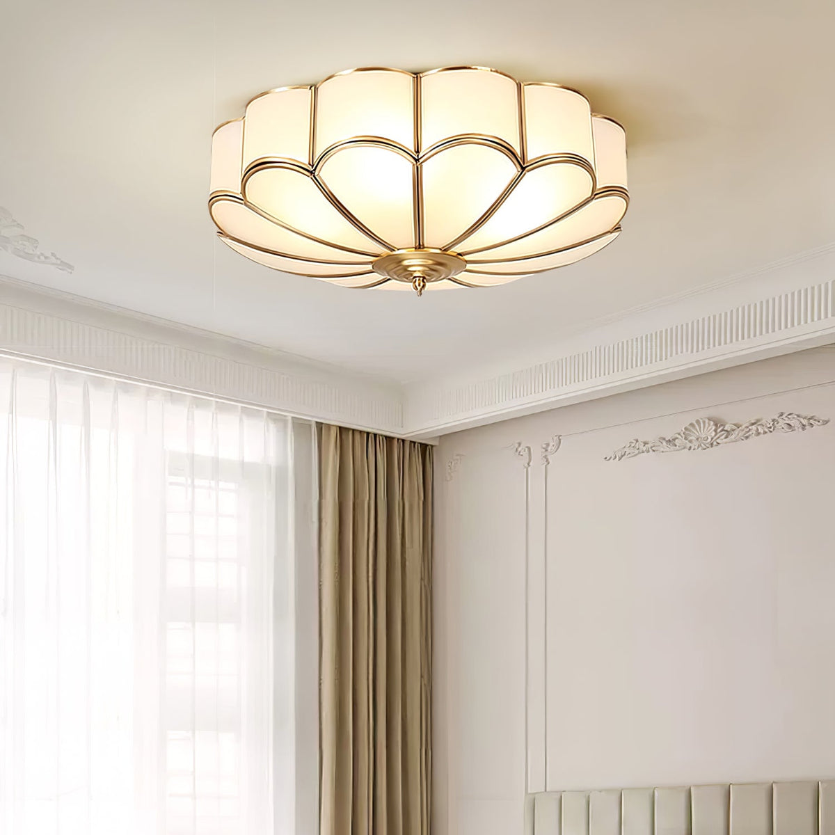 Art Deco Brass Glass Ceiling Light – Petal Bloom