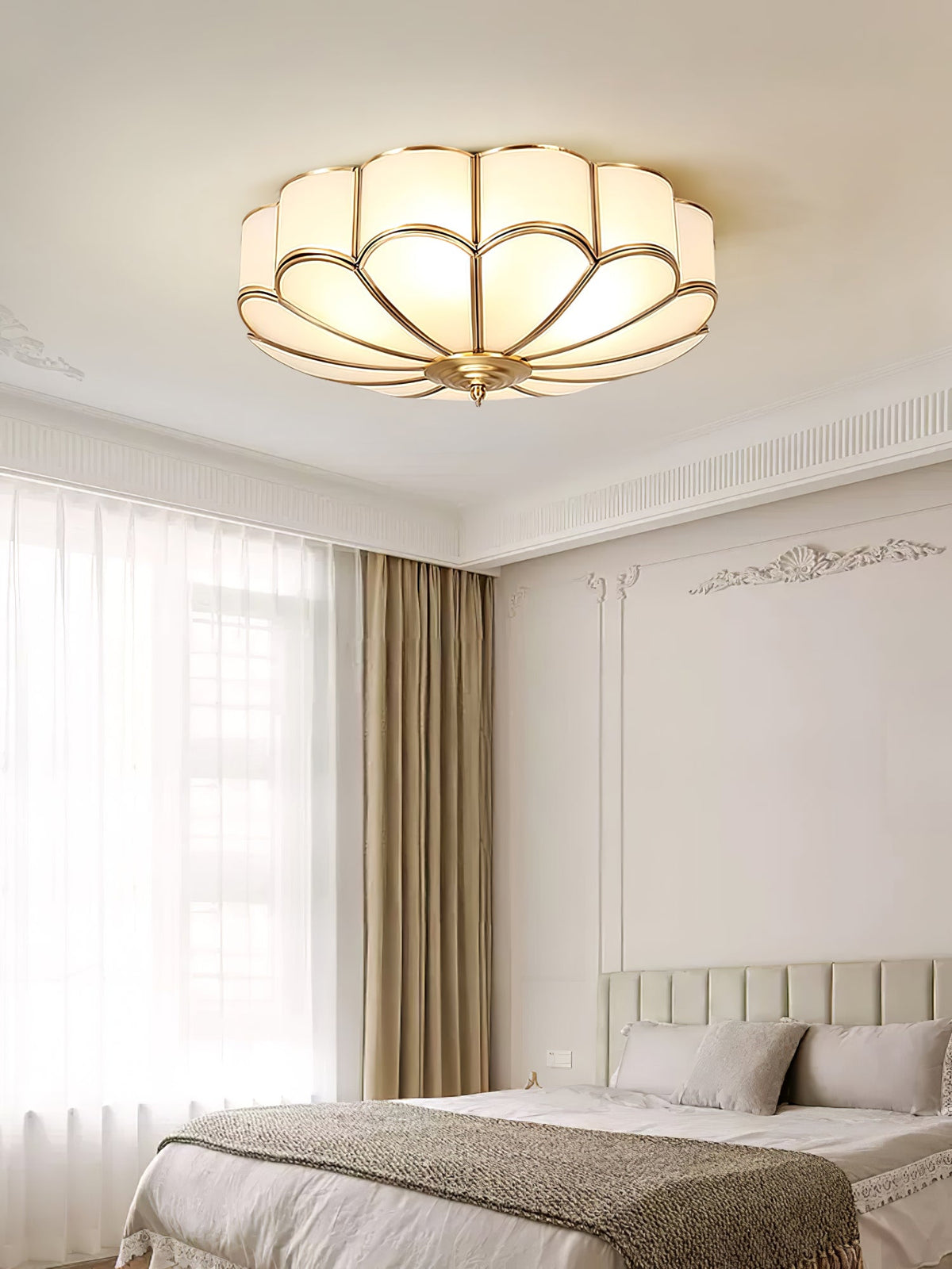 Art Deco Brass Glass Ceiling Light – Petal Bloom