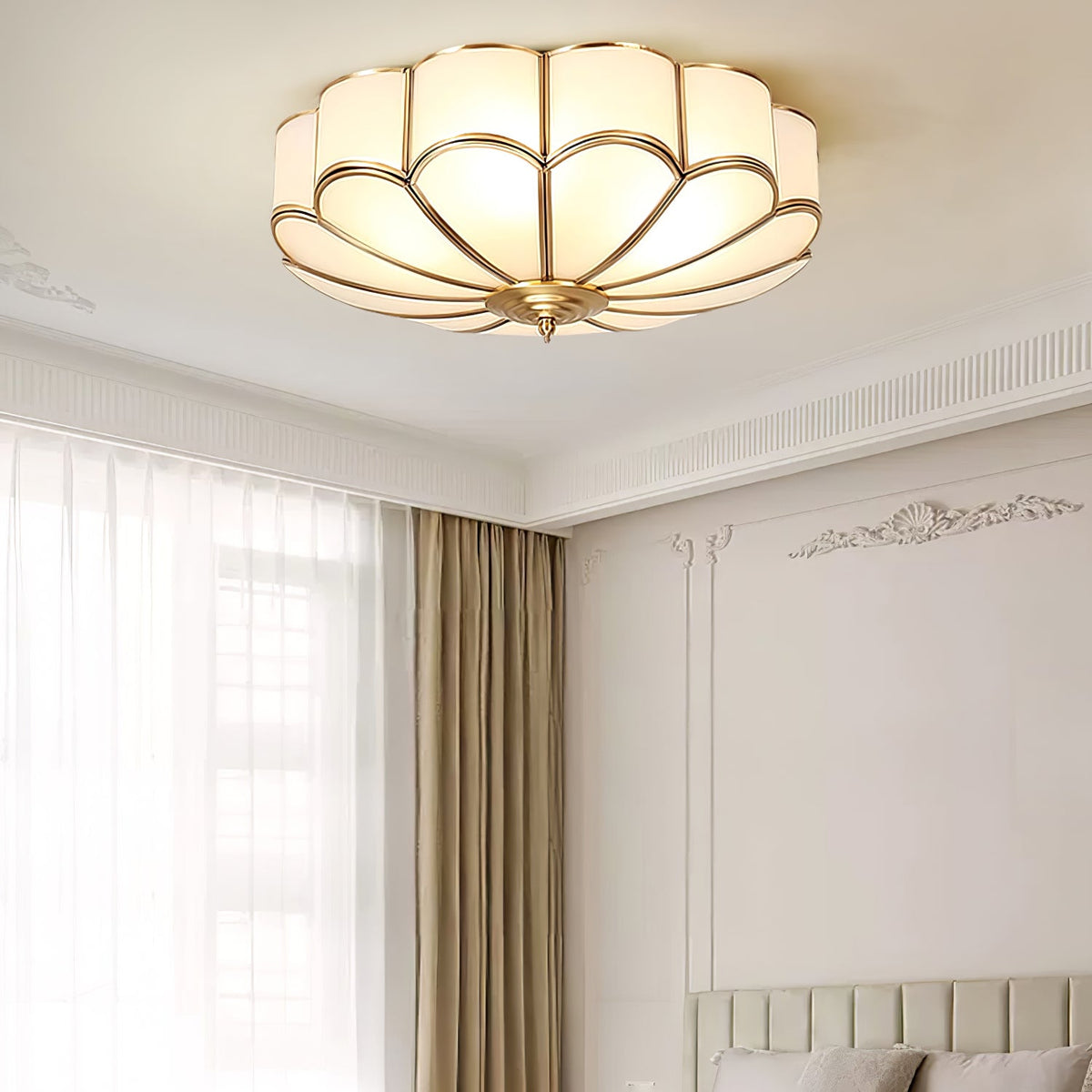 Art Deco Brass Glass Ceiling Light – Petal Bloom