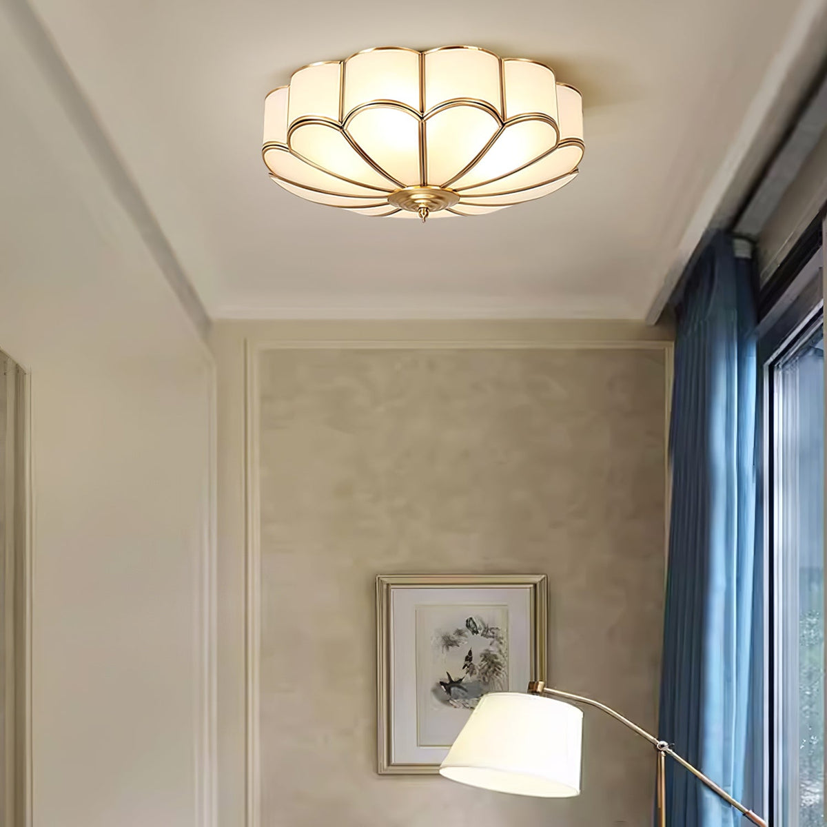 Art Deco Brass Glass Ceiling Light – Petal Bloom