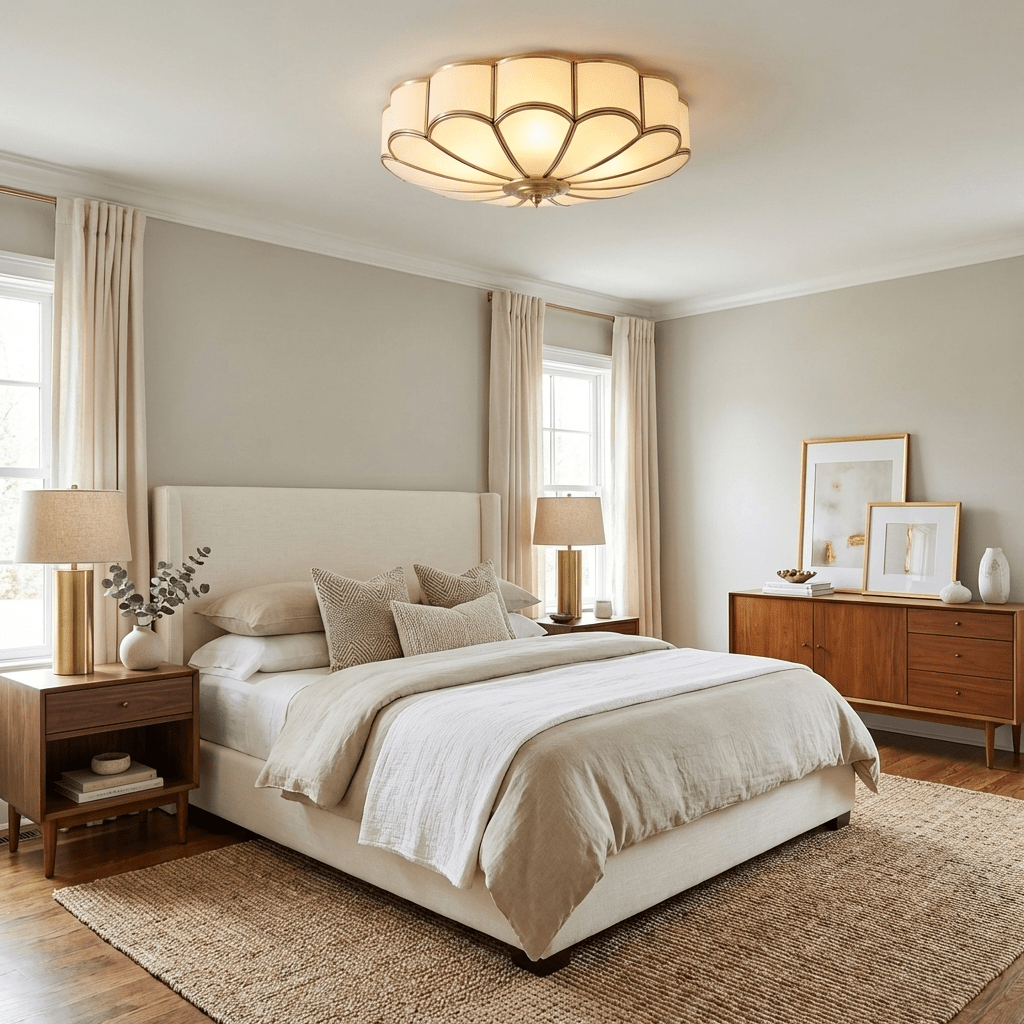 Art Deco Brass Glass Ceiling Light – Petal Bloom