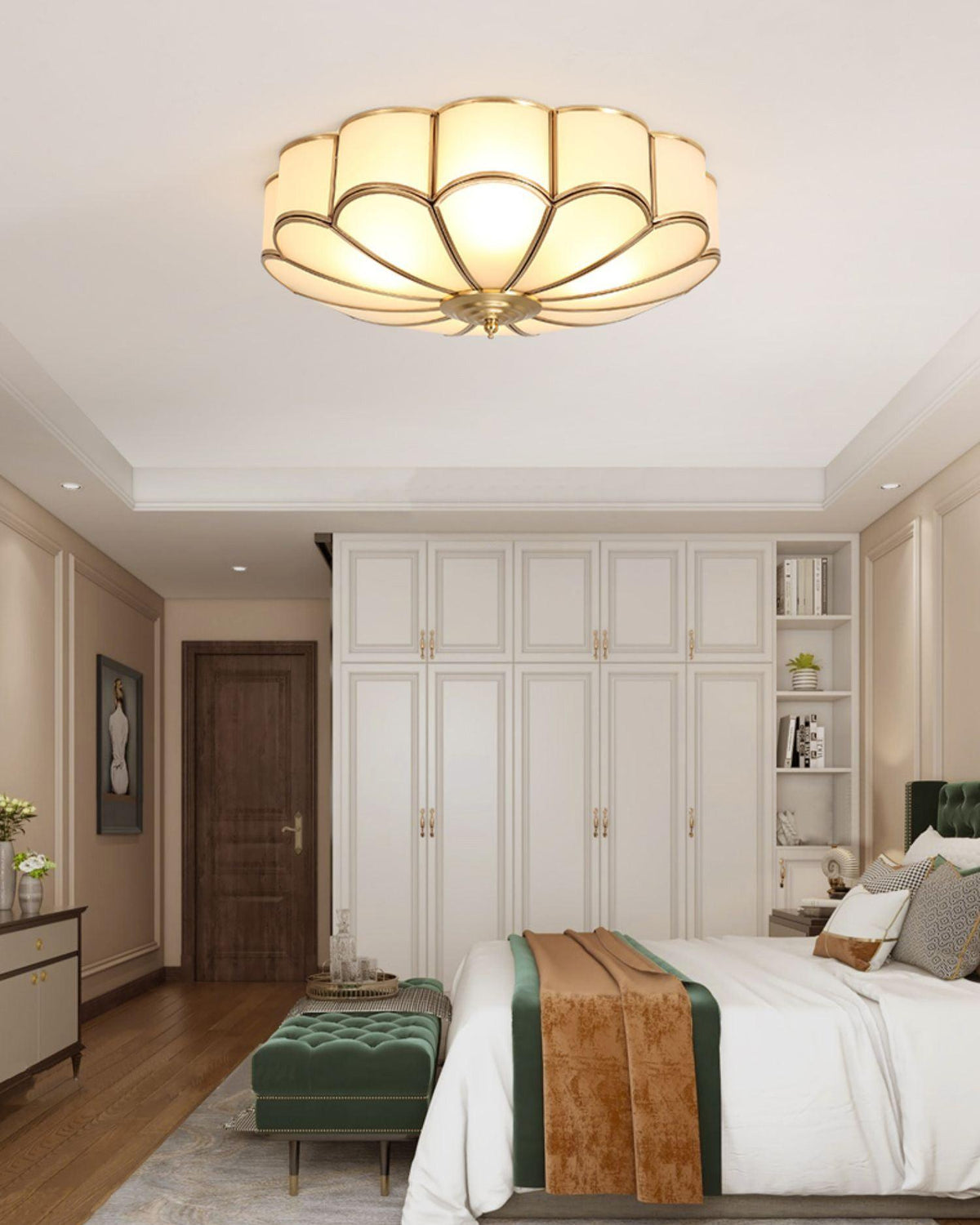 Art Deco Brass Glass Ceiling Light – Petal Bloom