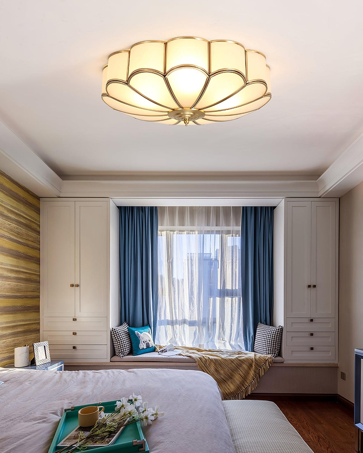 Art Deco Brass Glass Ceiling Light – Petal Bloom