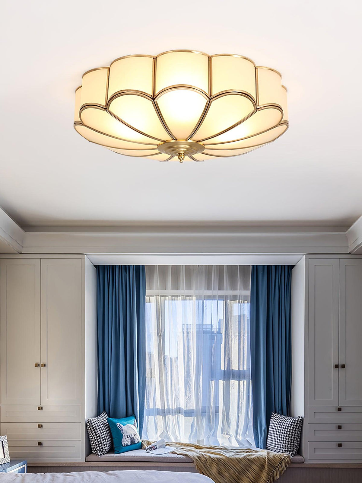 Art Deco Brass Glass Ceiling Light – Petal Bloom