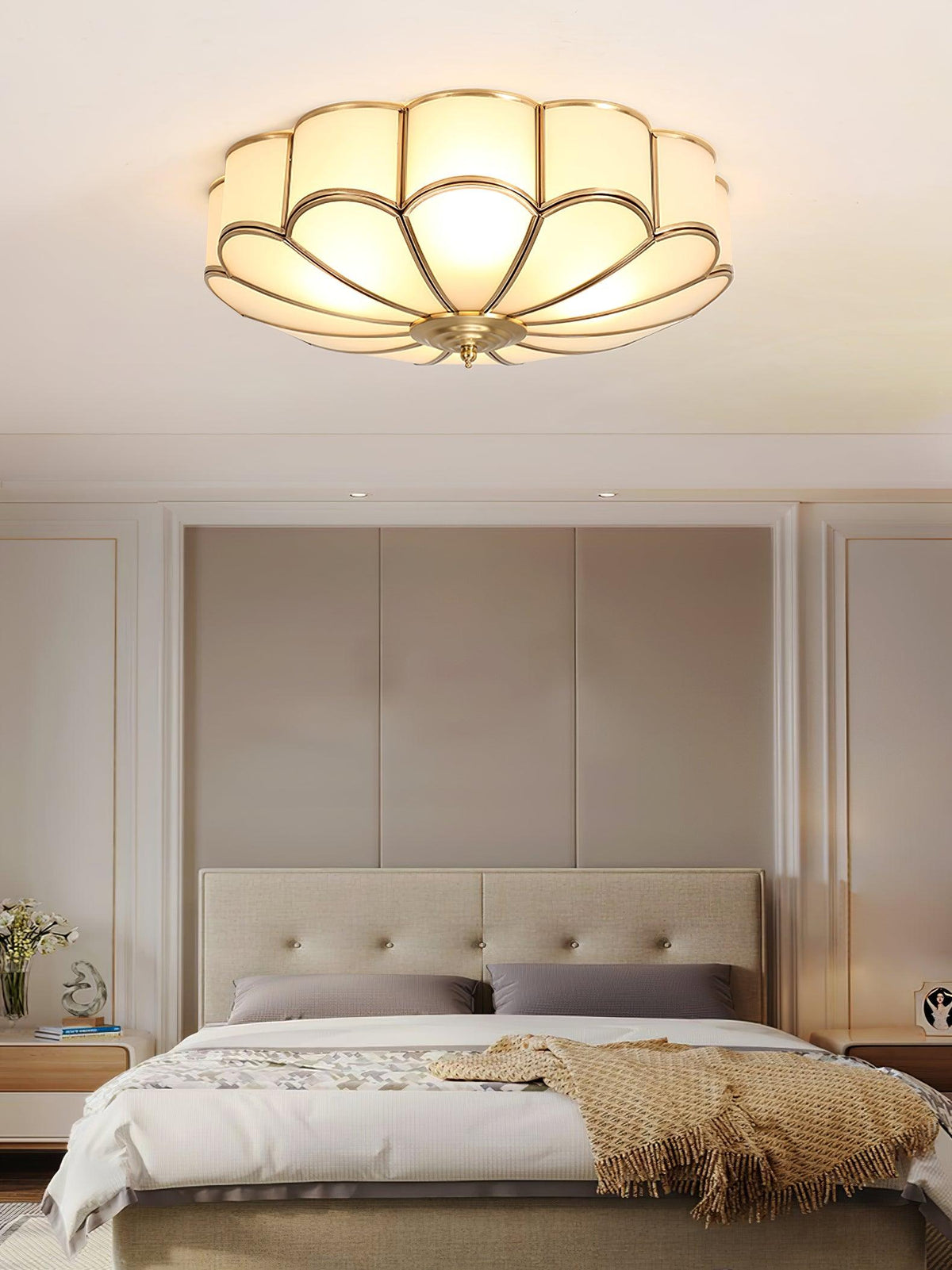 Art Deco Brass Glass Ceiling Light – Petal Bloom