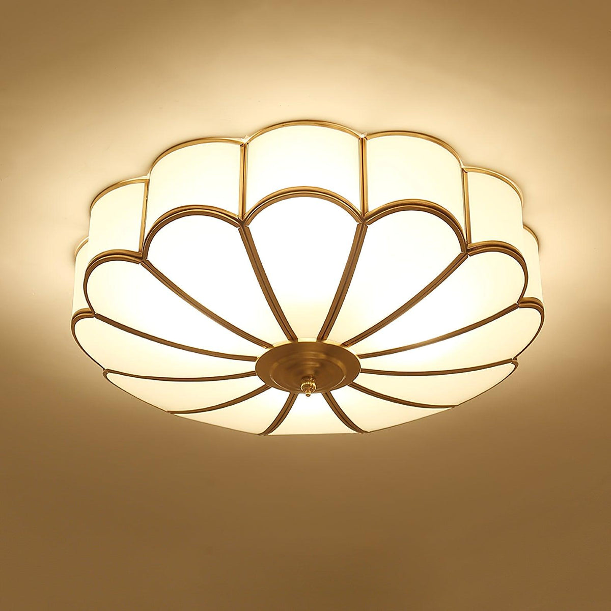 Art Deco Brass Glass Ceiling Light – Petal Bloom