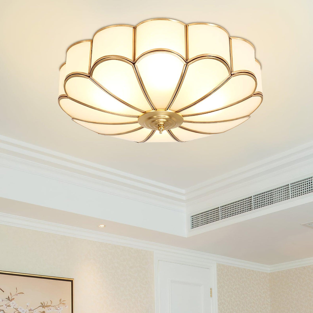Art Deco Brass Glass Ceiling Light – Petal Bloom