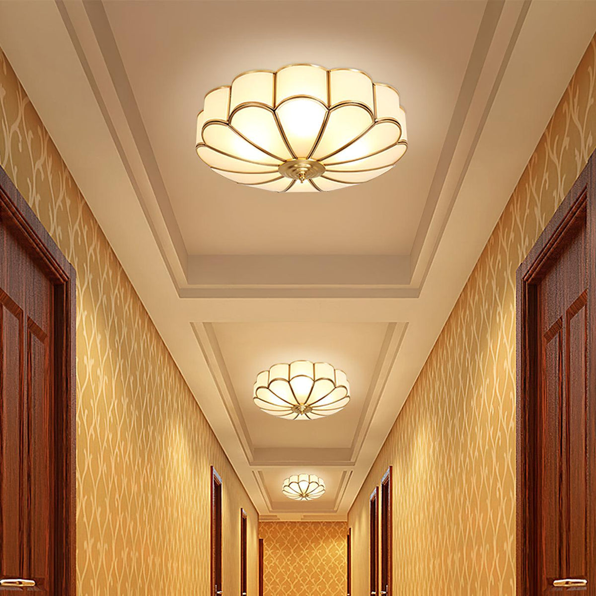 Art Deco Brass Glass Ceiling Light – Petal Bloom