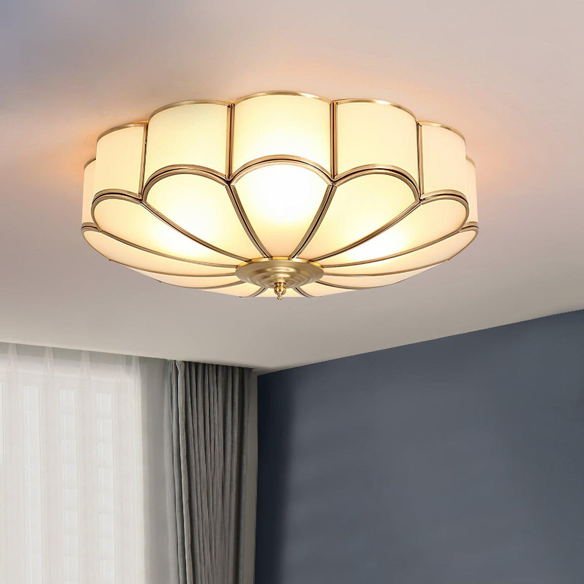 Art Deco Brass Glass Ceiling Light – Petal Bloom