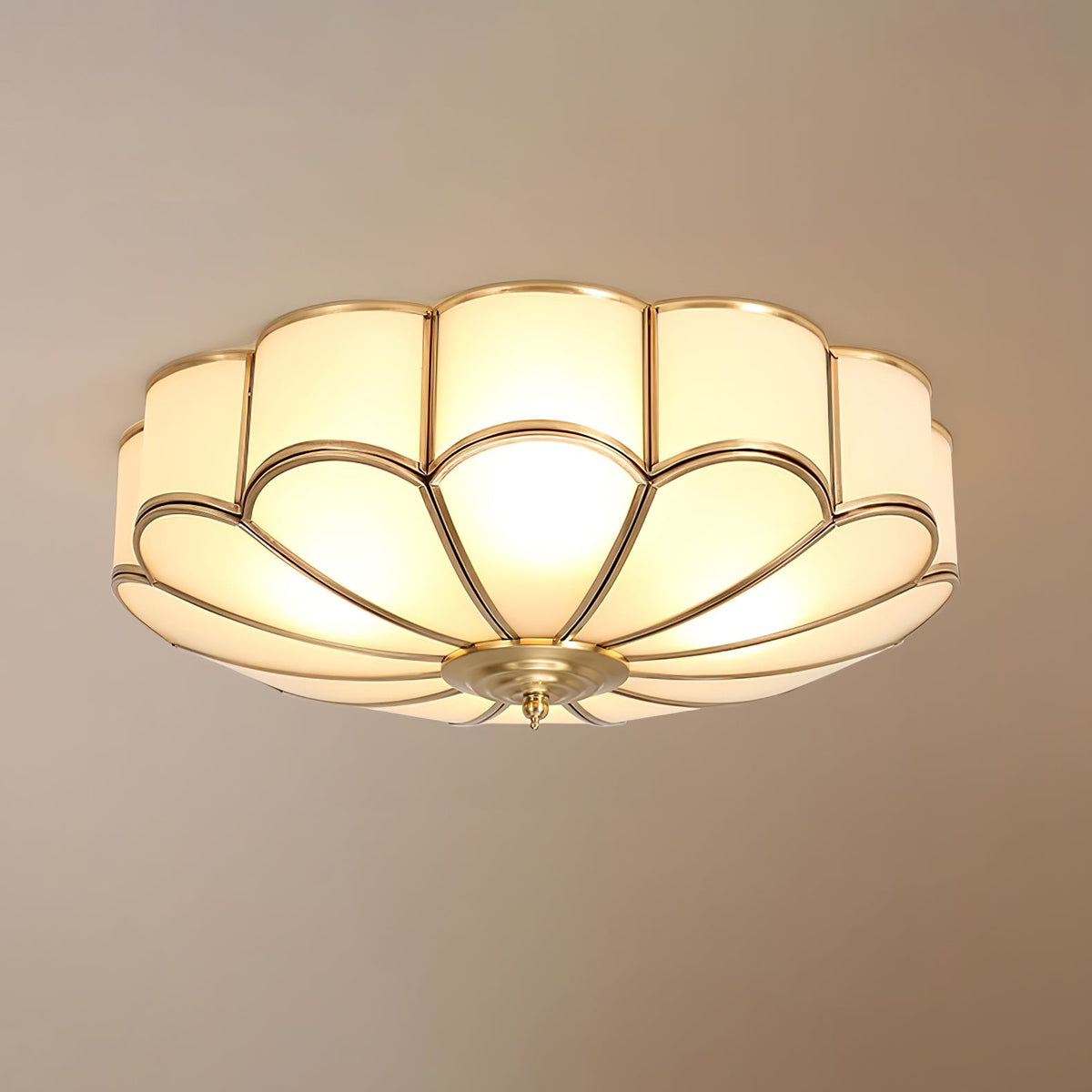 Art Deco Brass Glass Ceiling Light – Petal Bloom