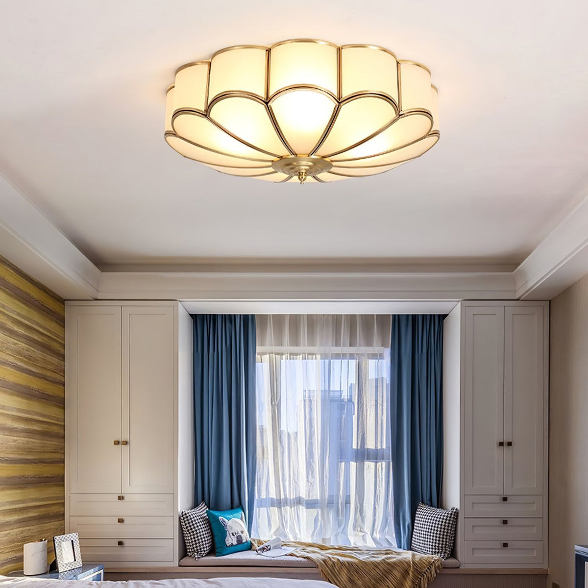 Art Deco Brass Glass Ceiling Light – Petal Bloom