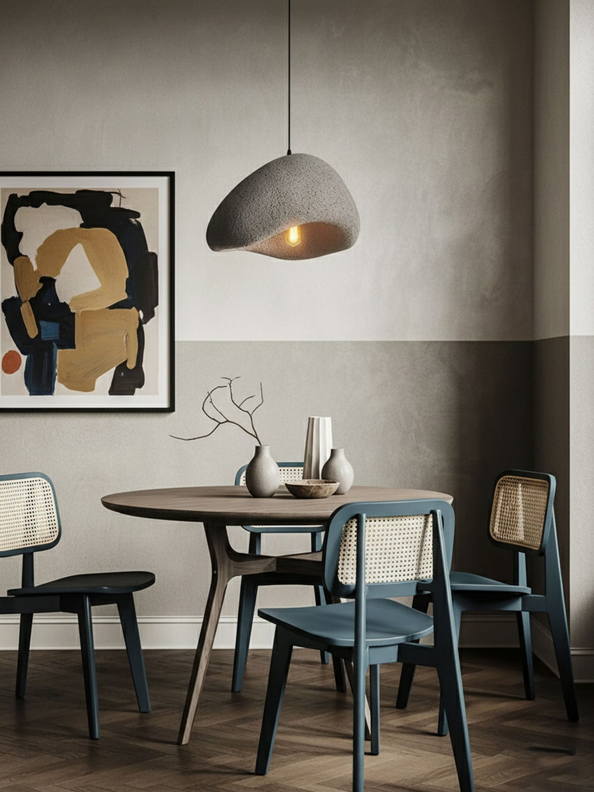 Minimalist White Dome Pendant Light – Moon Shade