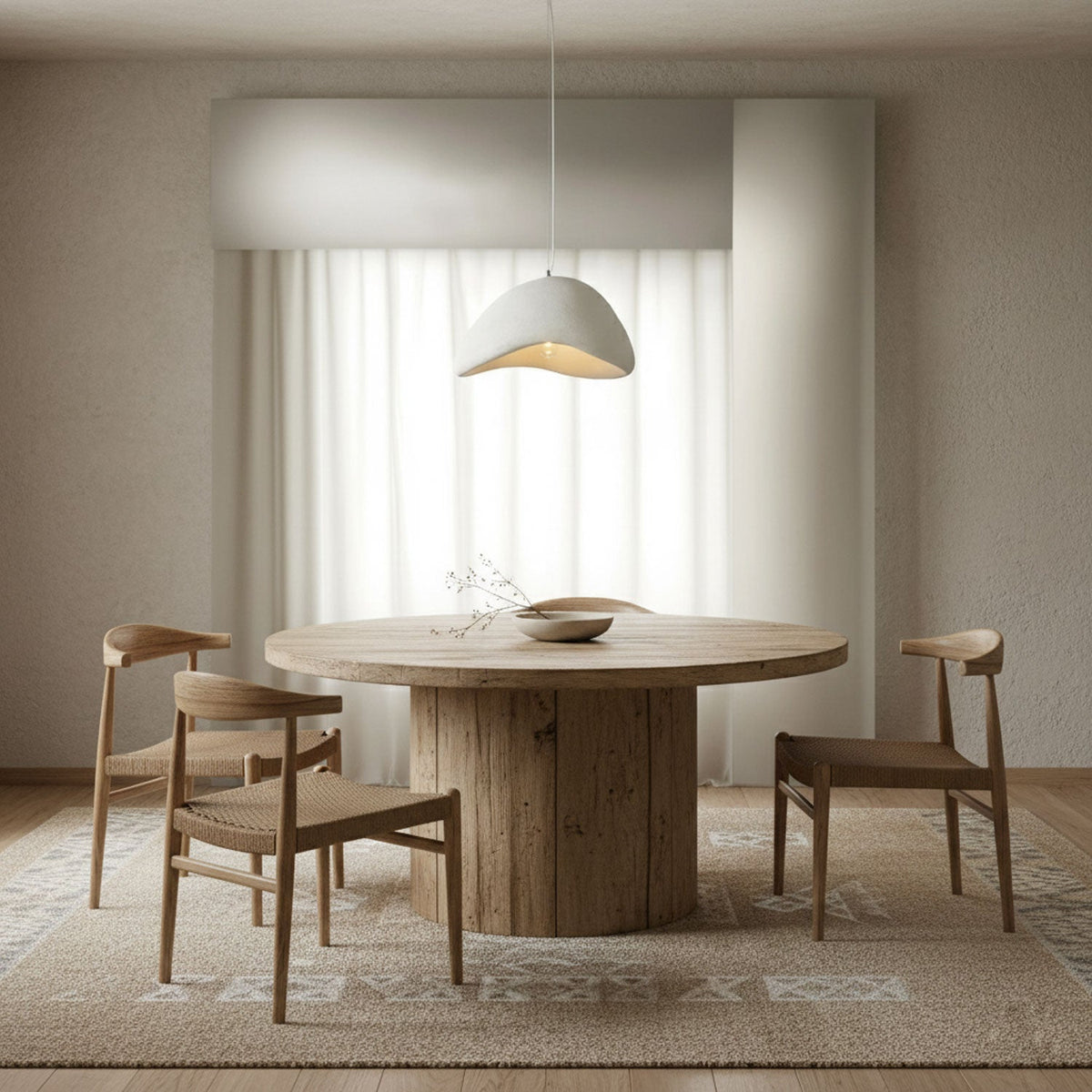 Minimalist White Dome Pendant Light – Moon Shade