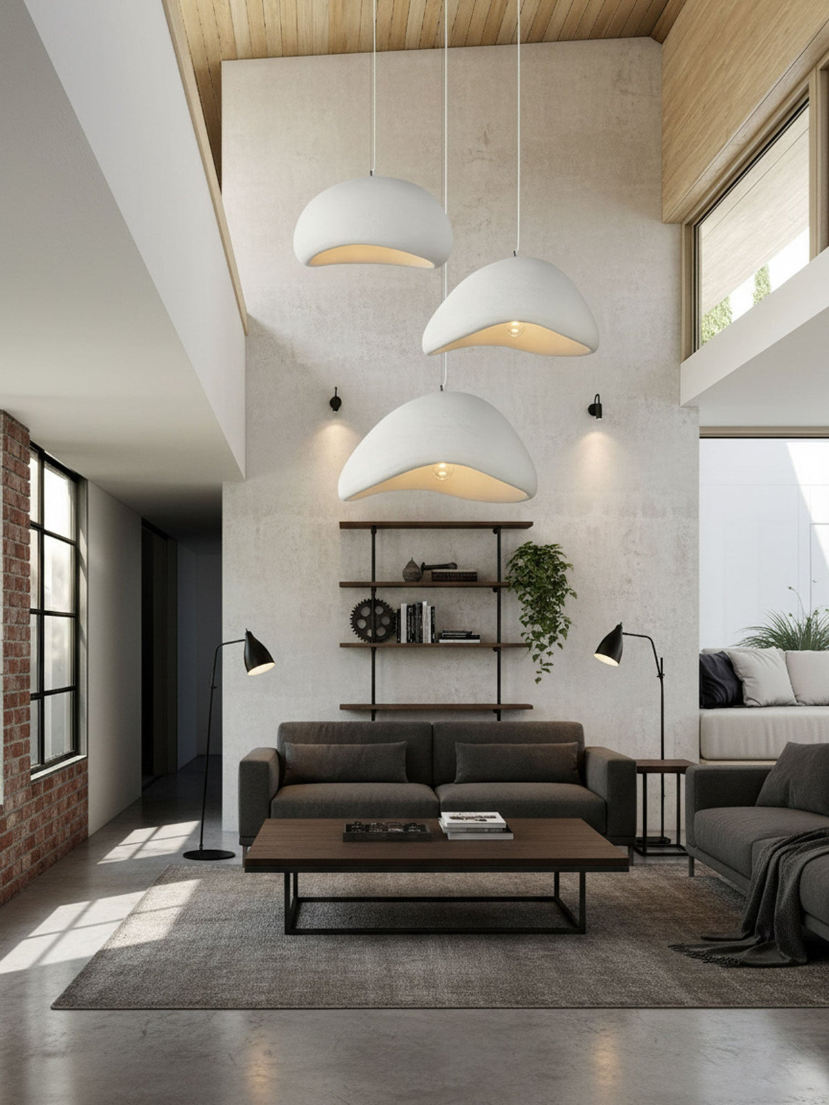 Minimalist White Dome Pendant Light – Moon Shade