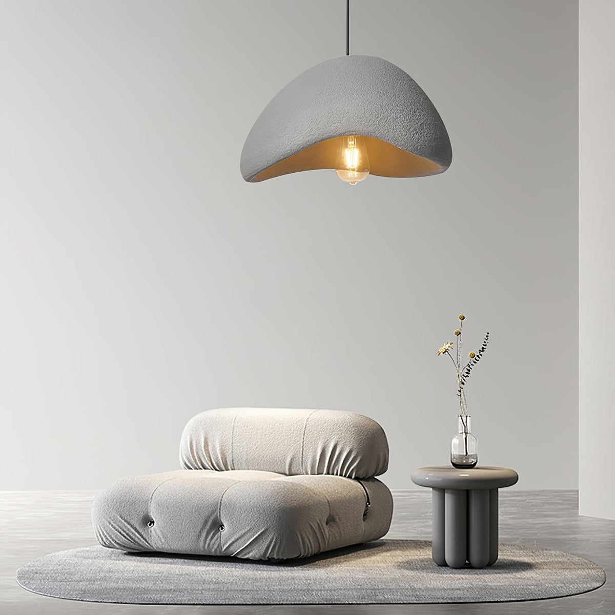 Minimalist White Dome Pendant Light – Moon Shade