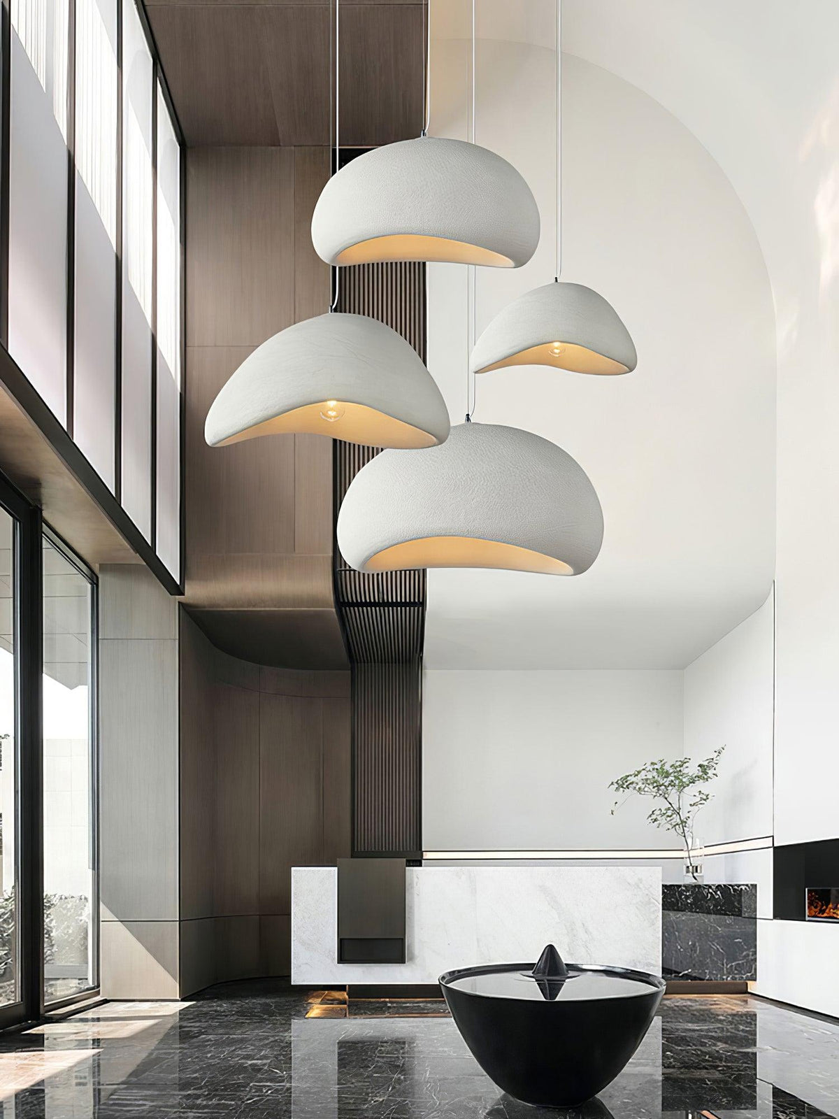 Minimalist White Dome Pendant Light – Moon Shade