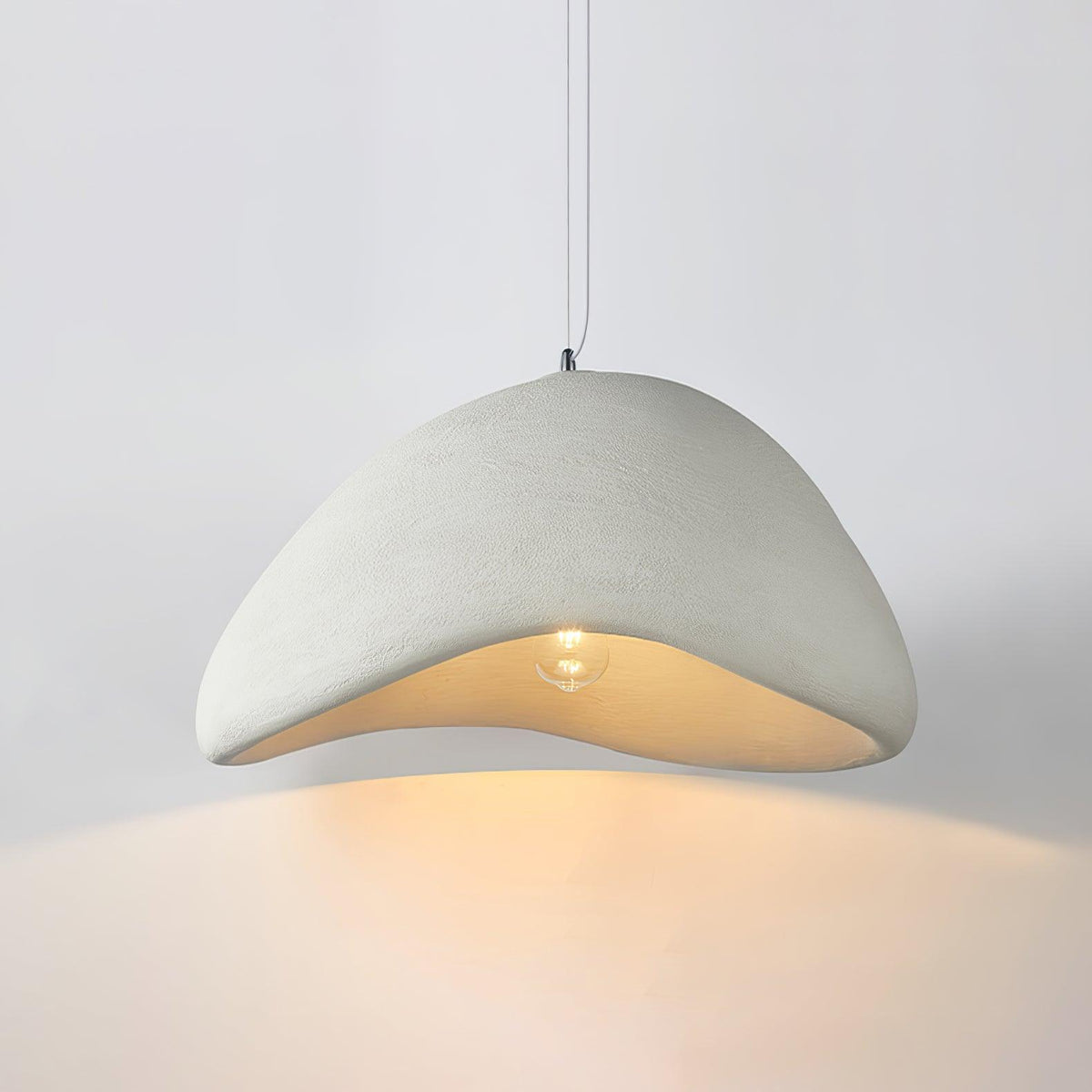 Minimalist White Dome Pendant Light – Moon Shade