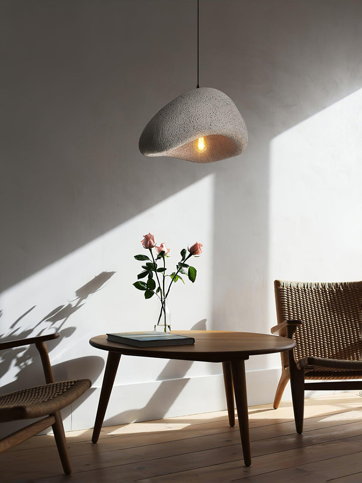 Minimalist White Dome Pendant Light – Moon Shade