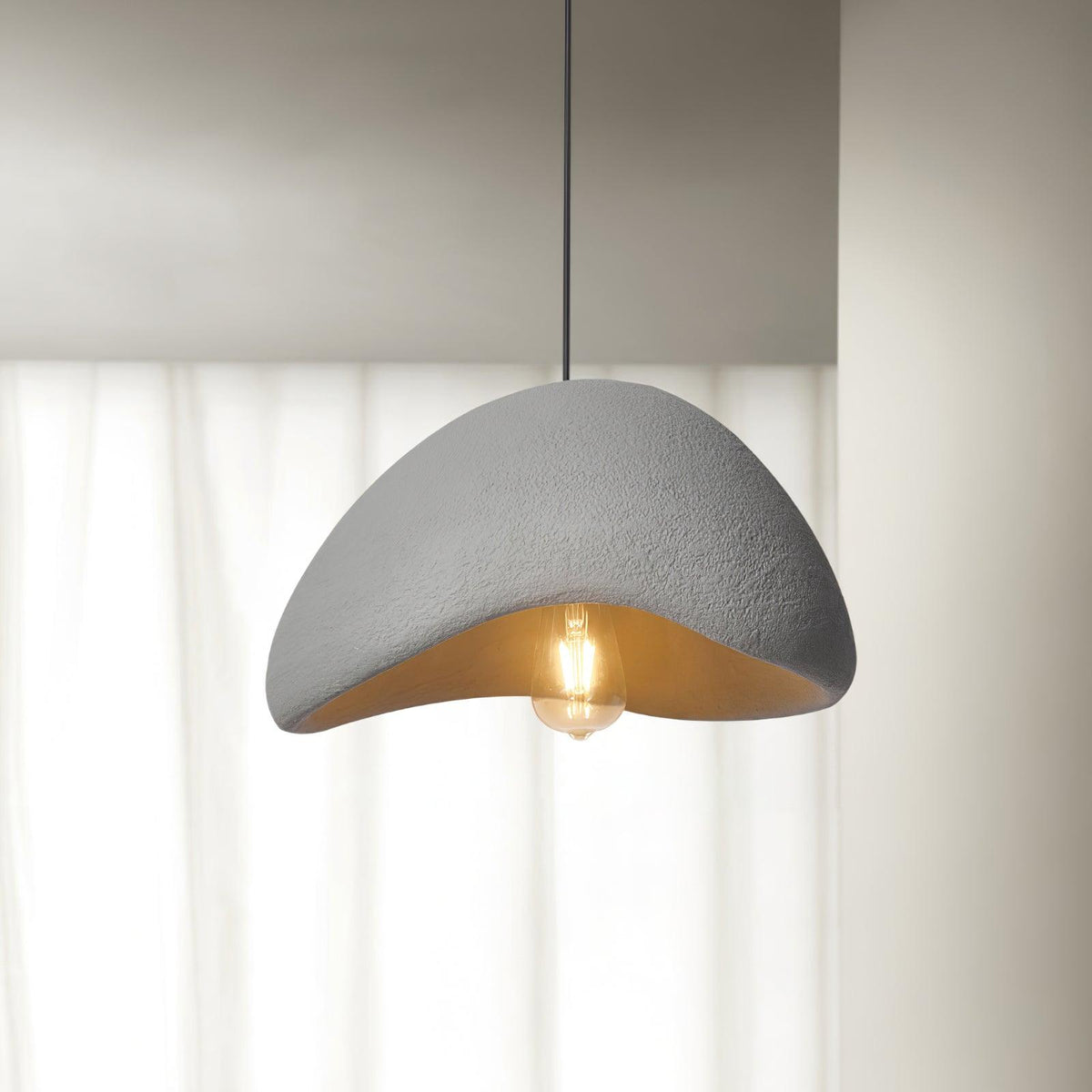 Minimalist White Dome Pendant Light – Moon Shade