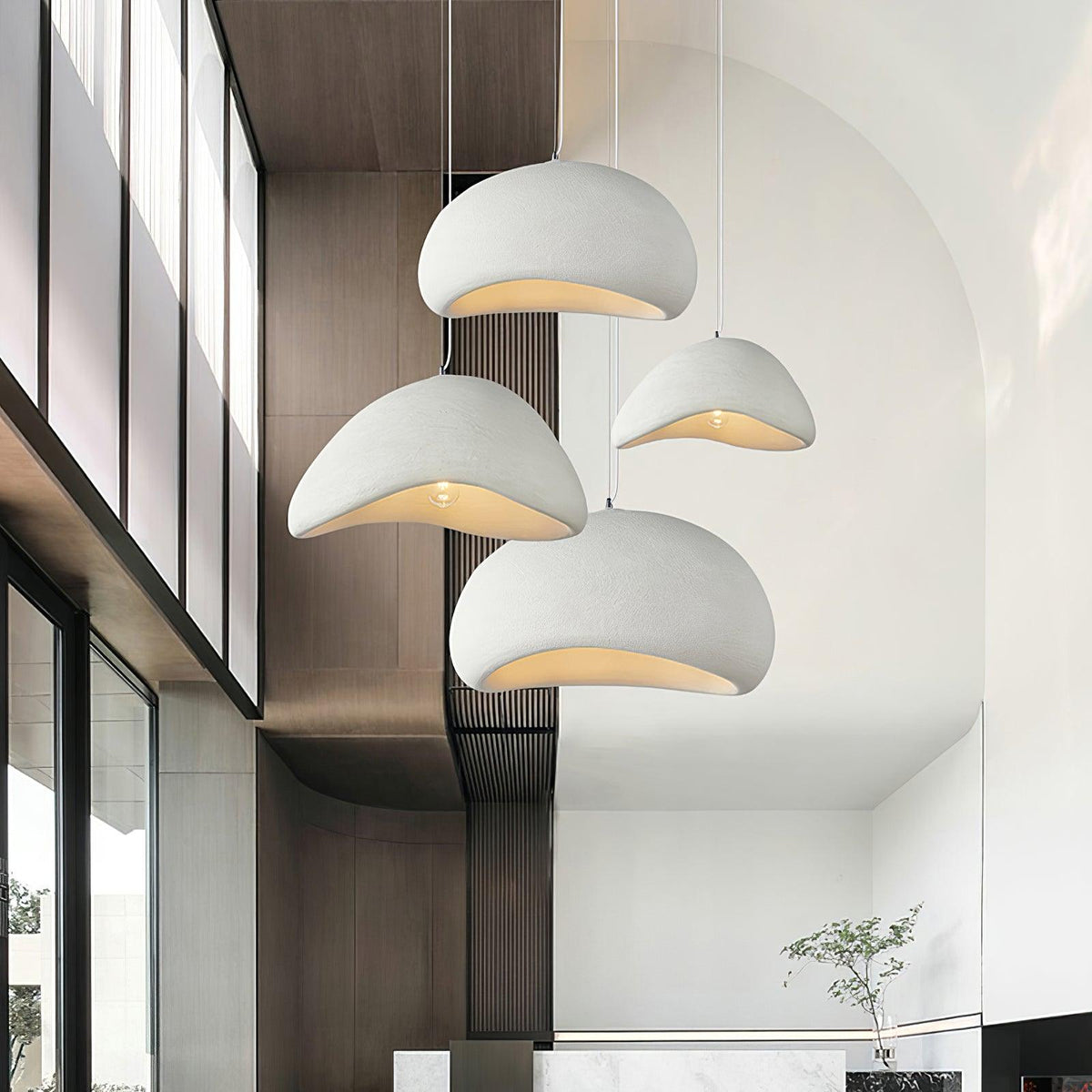 Minimalist White Dome Pendant Light – Moon Shade
