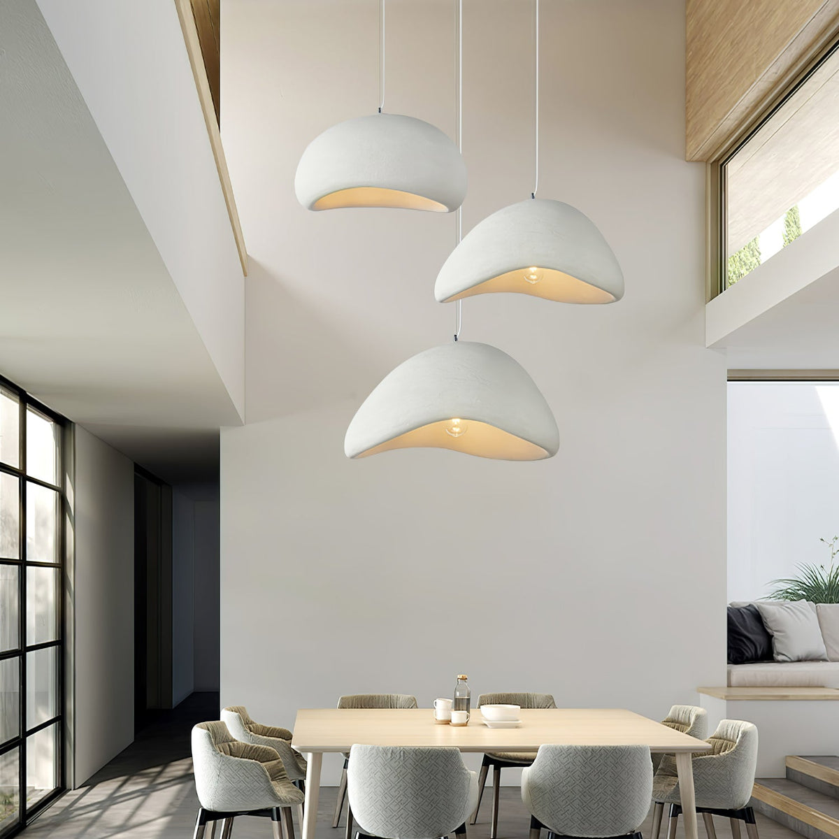 Minimalist White Dome Pendant Light – Moon Shade