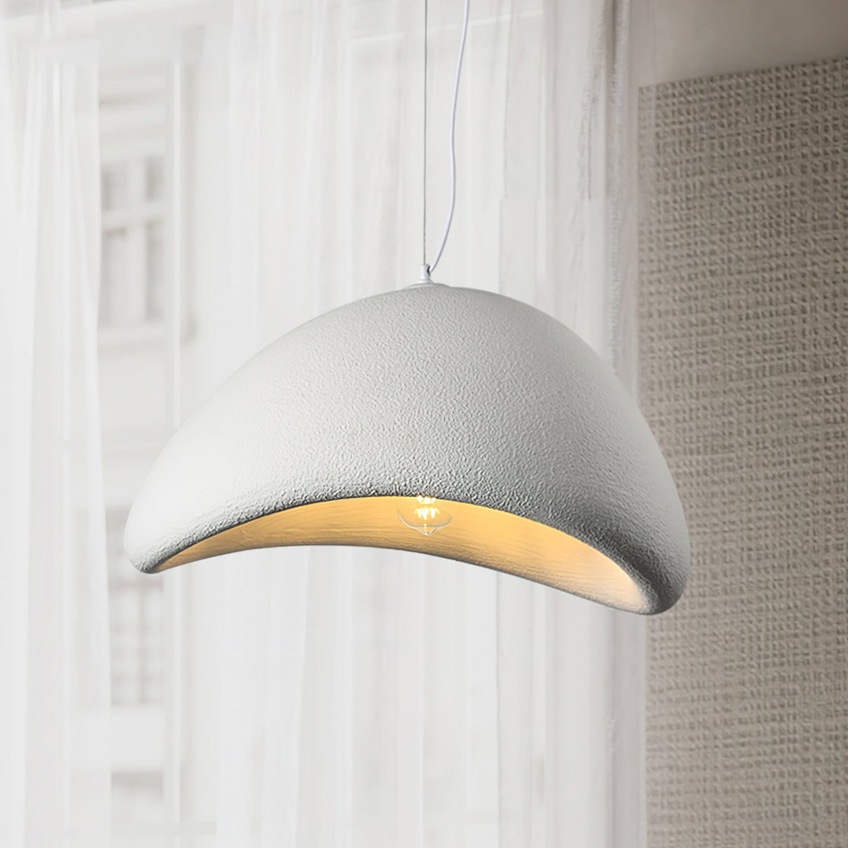 Minimalist White Dome Pendant Light – Moon Shade
