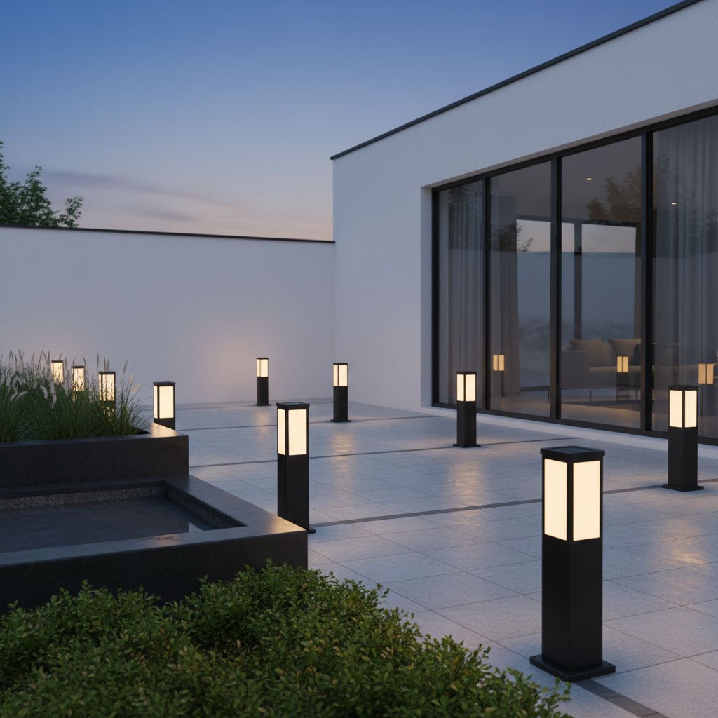 Black Solar Bollard Light – Column Path Light for Driveway