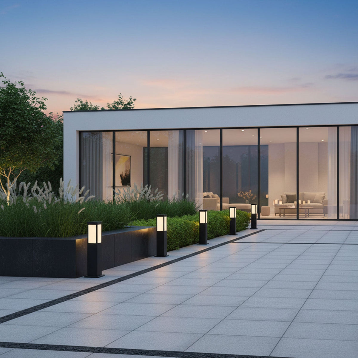 Black Solar Bollard Light – Column Path Light for Driveway