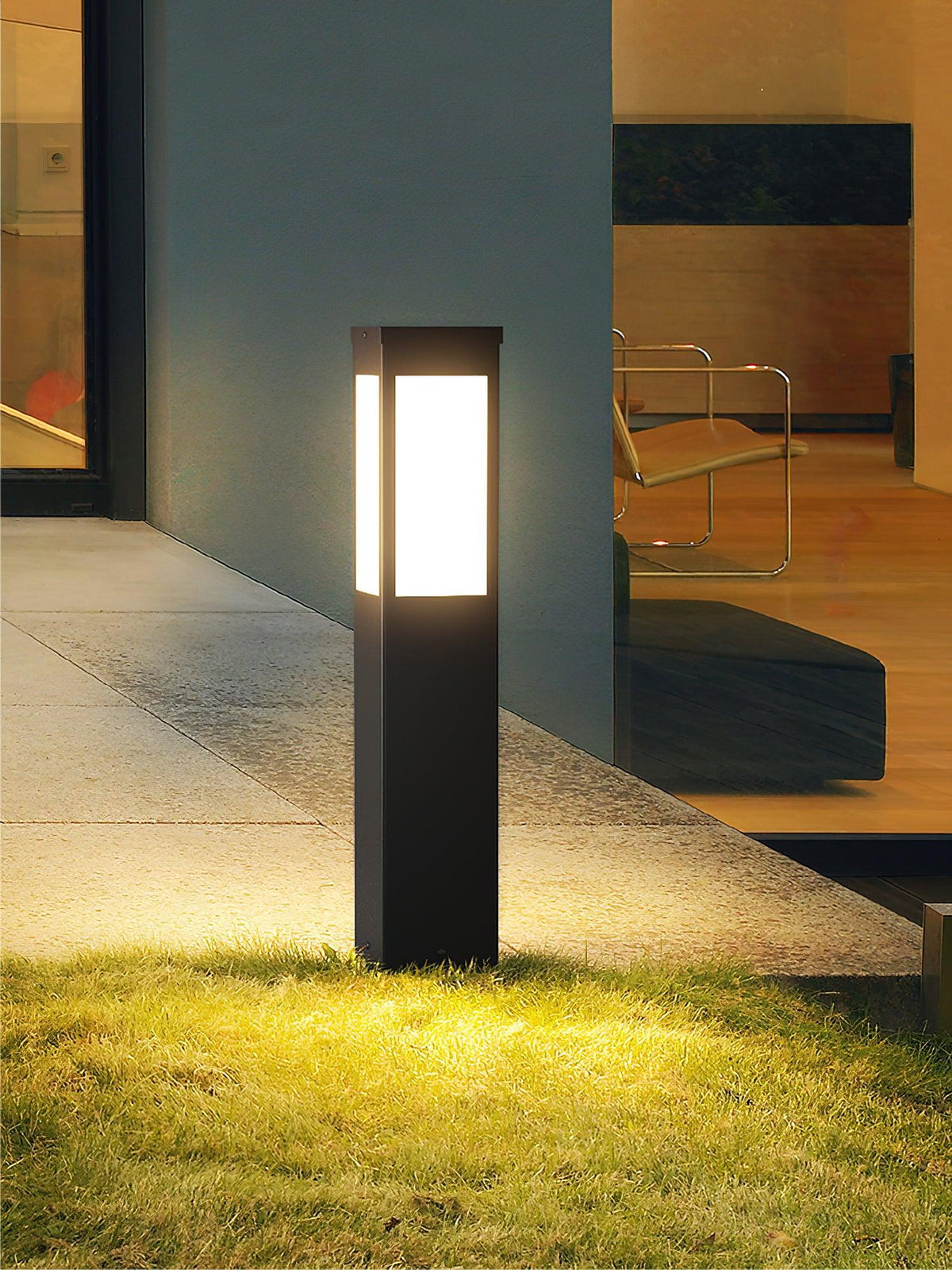 Black Solar Bollard Light – Column Path Light for Driveway