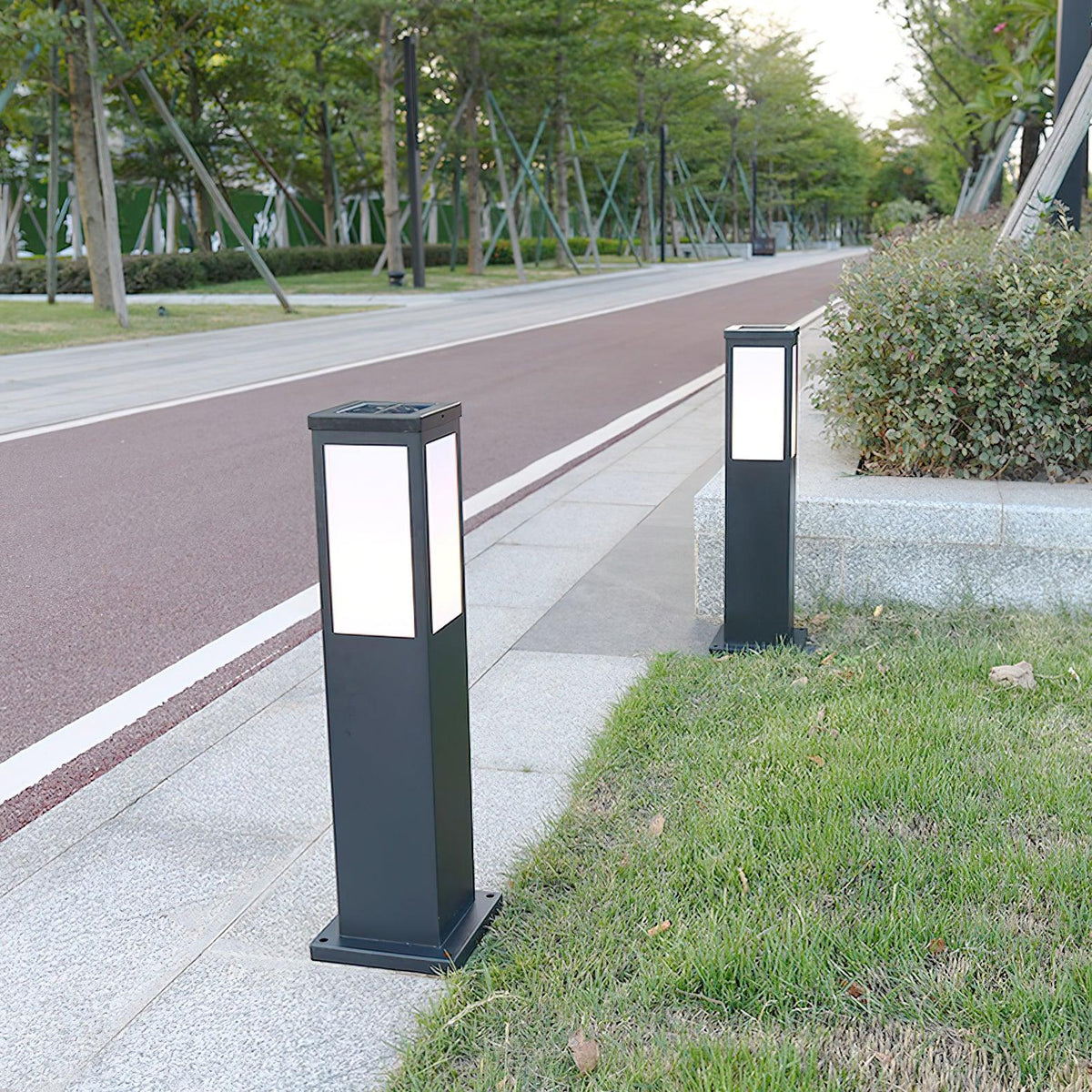 Black Solar Bollard Light – Column Path Light for Driveway