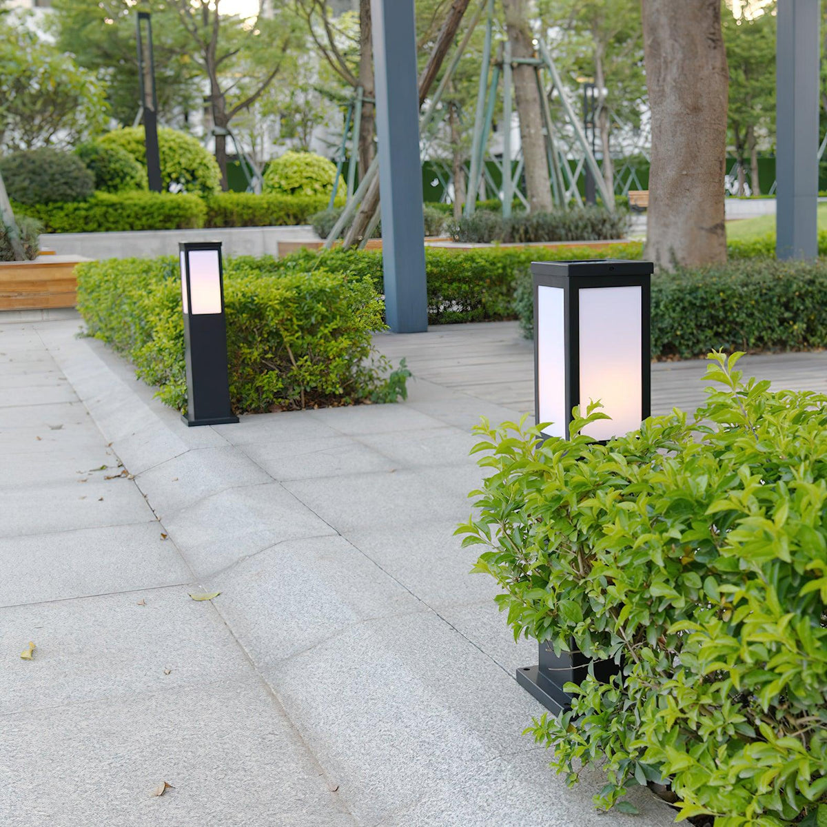 Black Solar Bollard Light – Column Path Light for Driveway