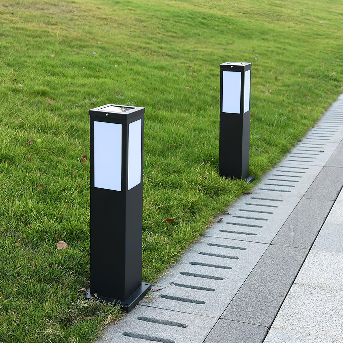 Black Solar Bollard Light – Column Path Light for Driveway