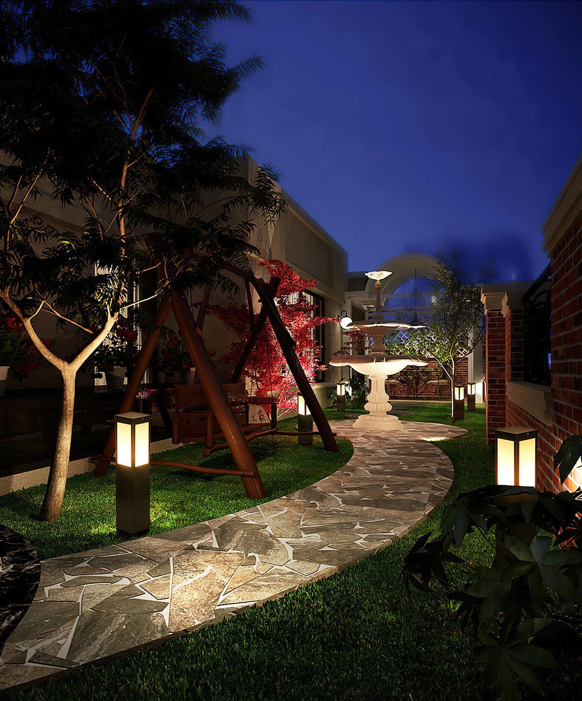 Black Solar Bollard Light – Column Path Light for Driveway