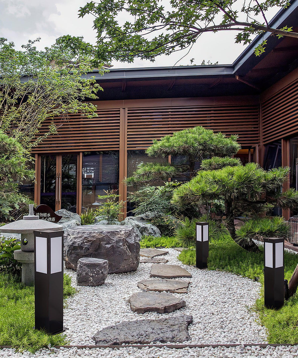 Black Solar Bollard Light – Column Path Light for Driveway