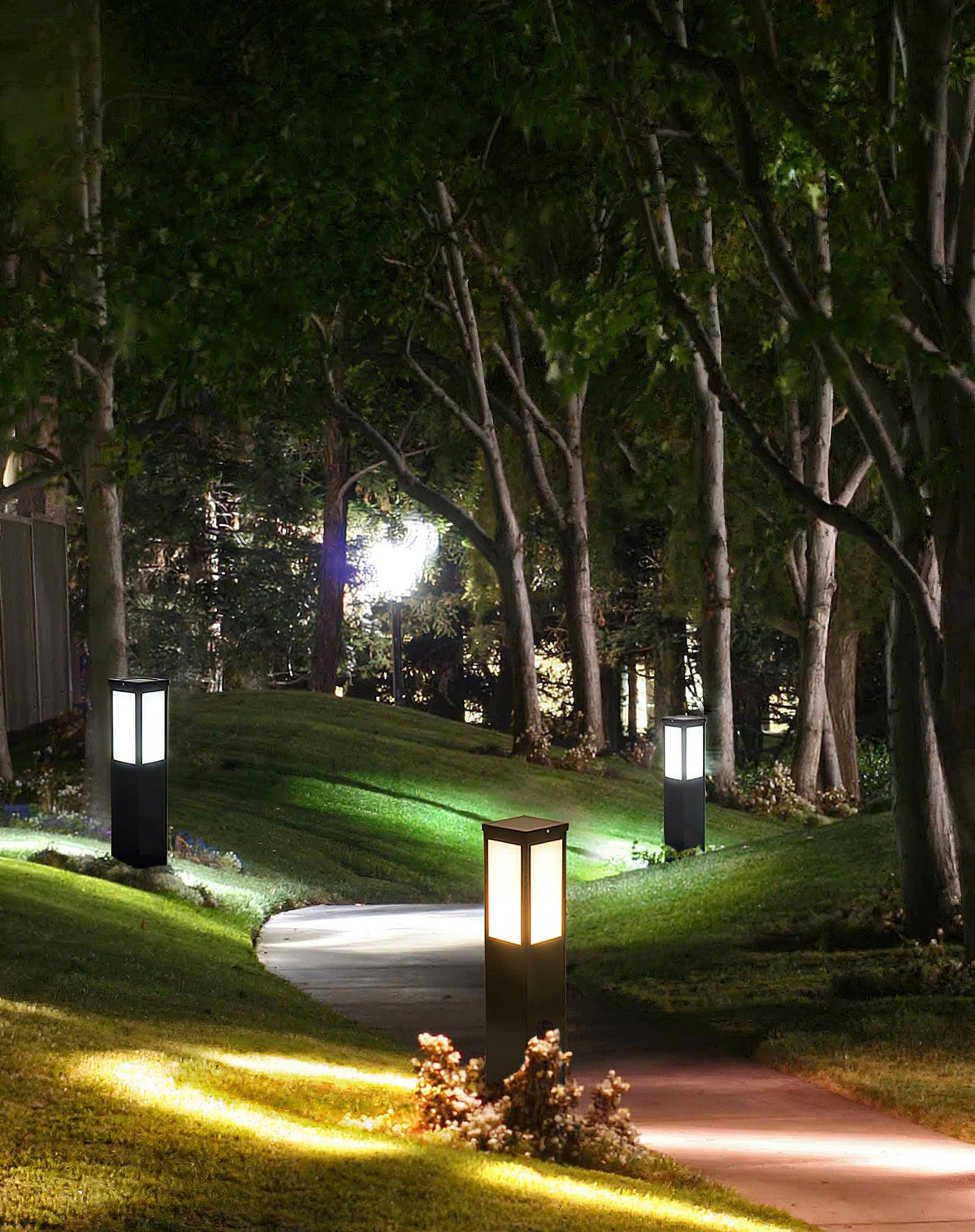 Black Solar Bollard Light – Column Path Light for Driveway